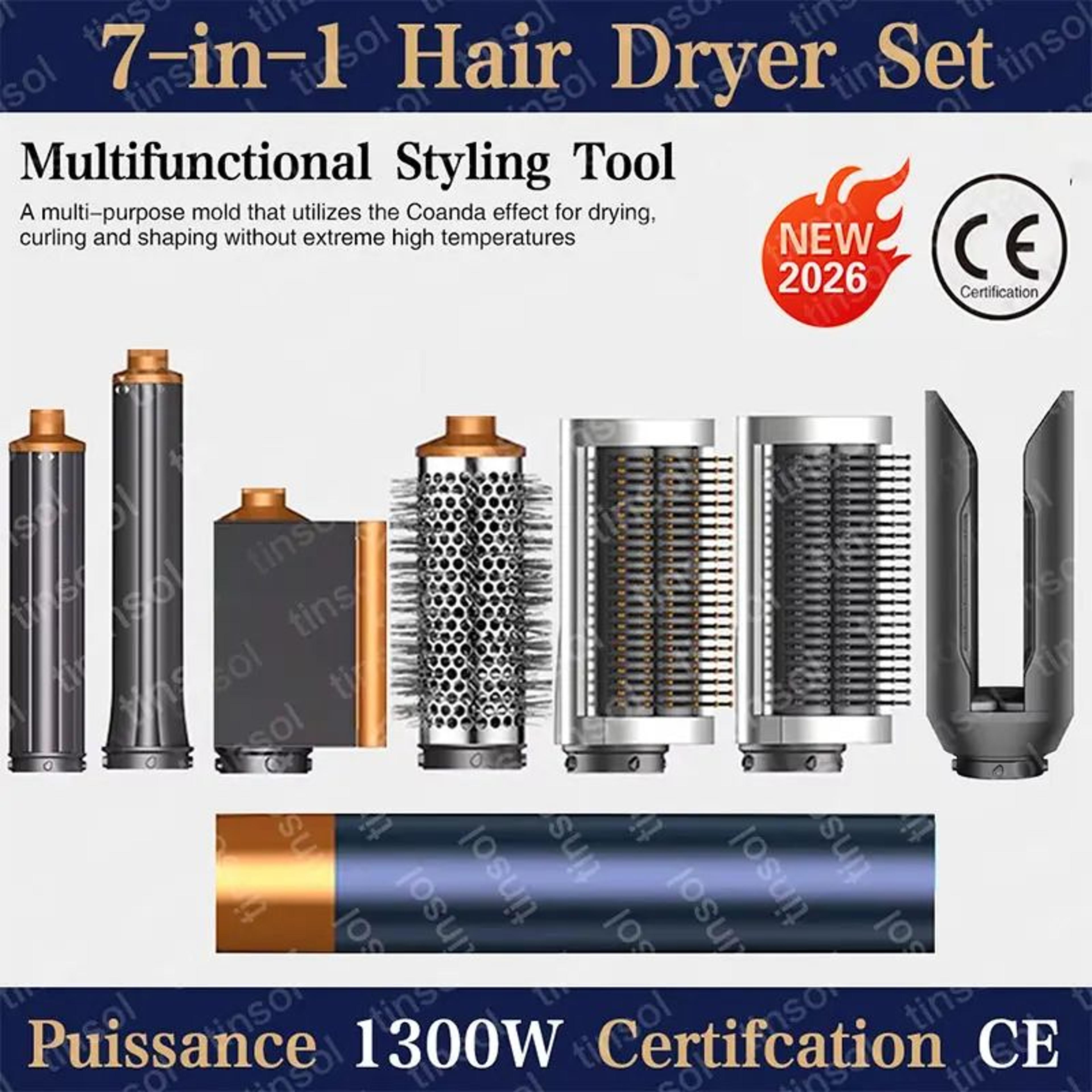 professional seven in one hair styler hot air brush and curling set