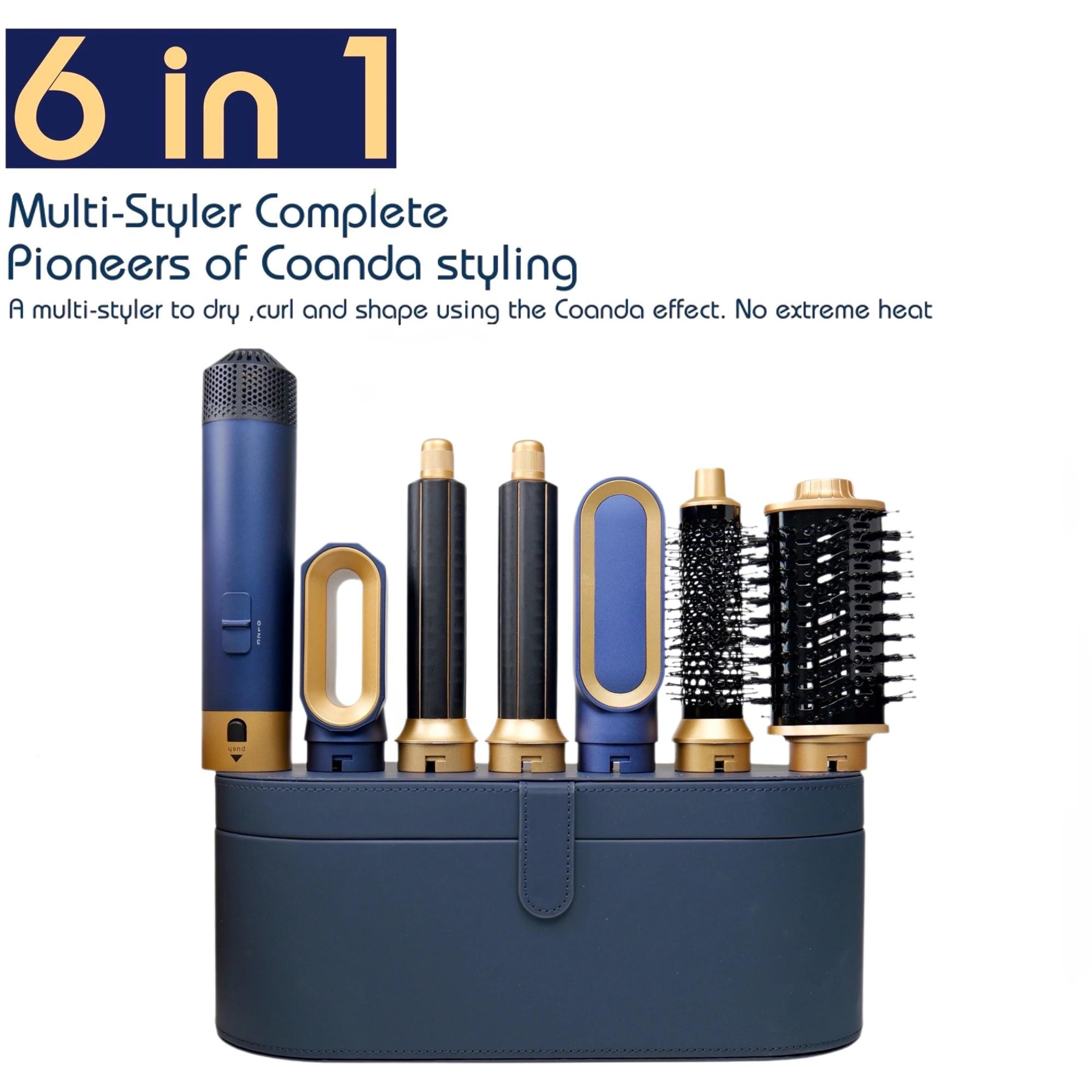 professional six in one hair styler hot air brush and curling set