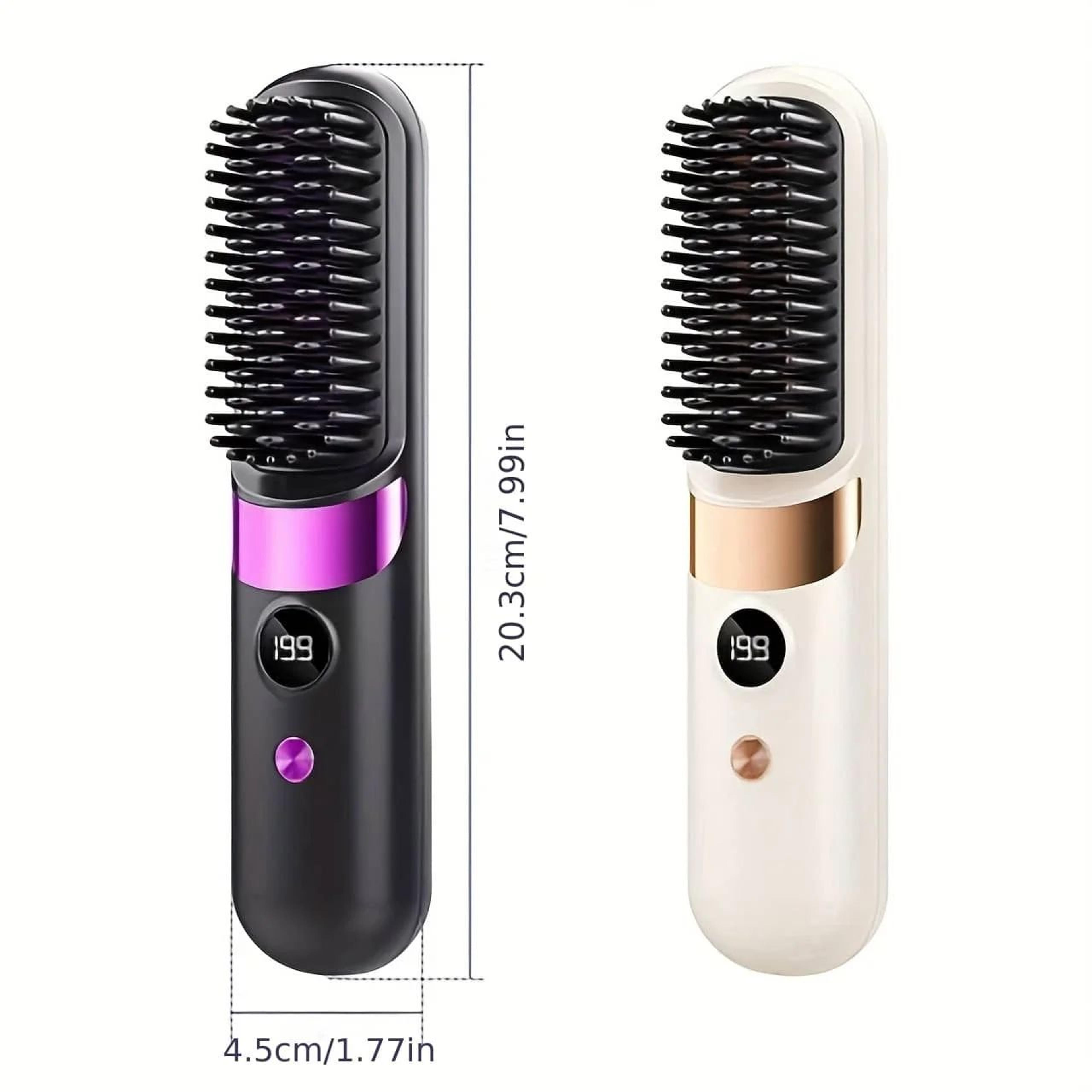 mini cordless hair straightening brush usb rechargeable ionic comb