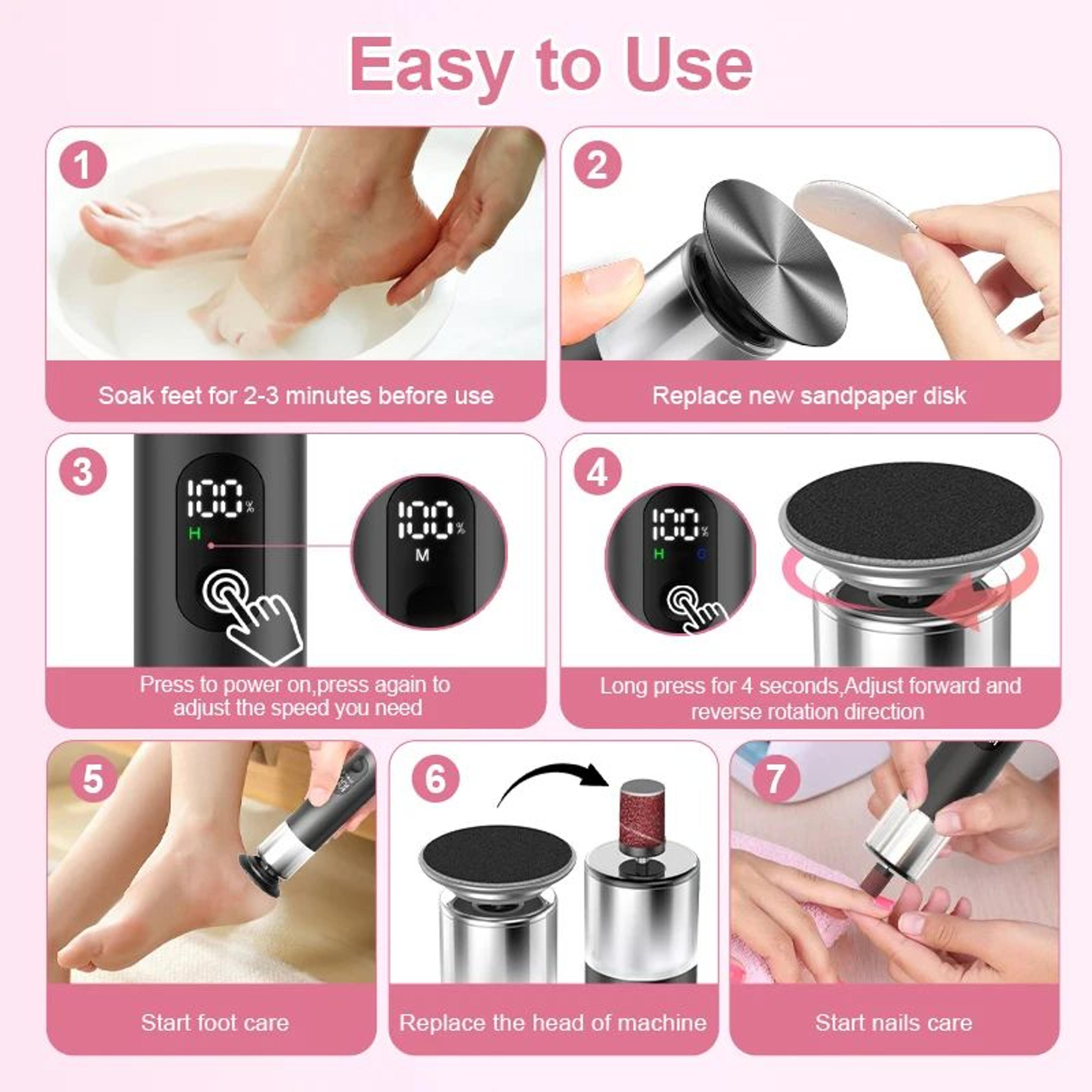 rechargeable electric foot file and nail polisher pedicure kit