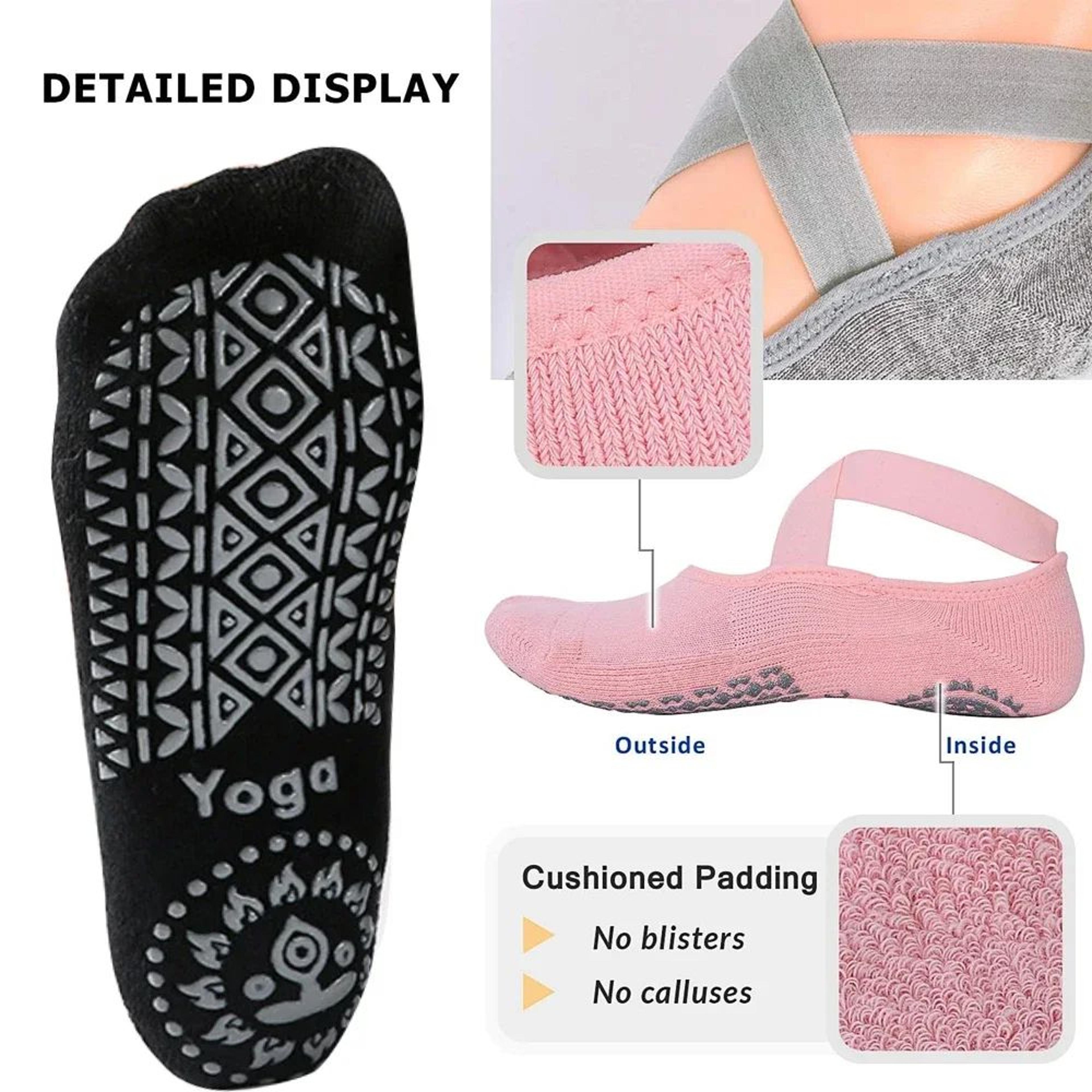 non slip yoga grip socks with straps for pilates ballet barre and fitness