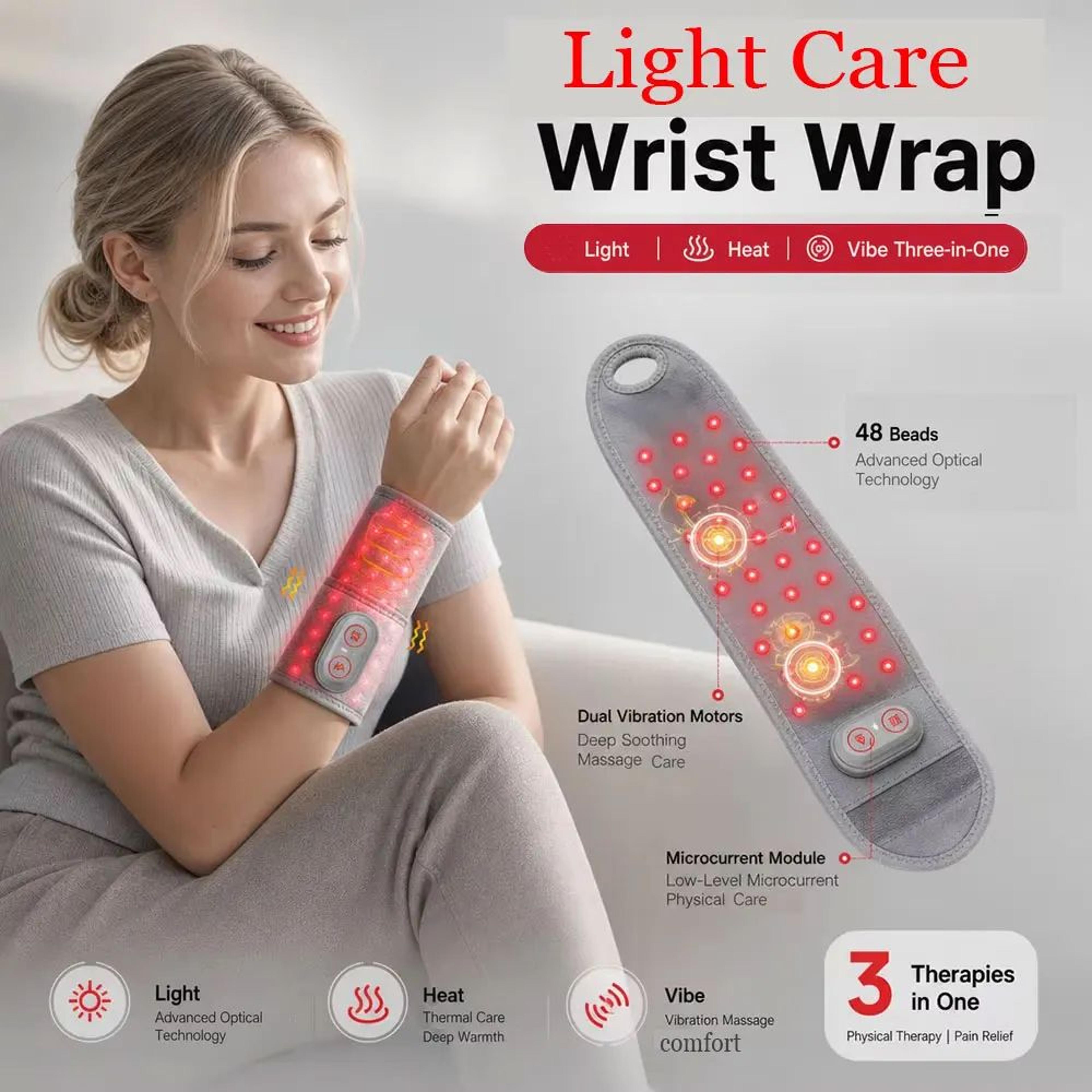 cordless red light therapy wrist brace with heat and vibration