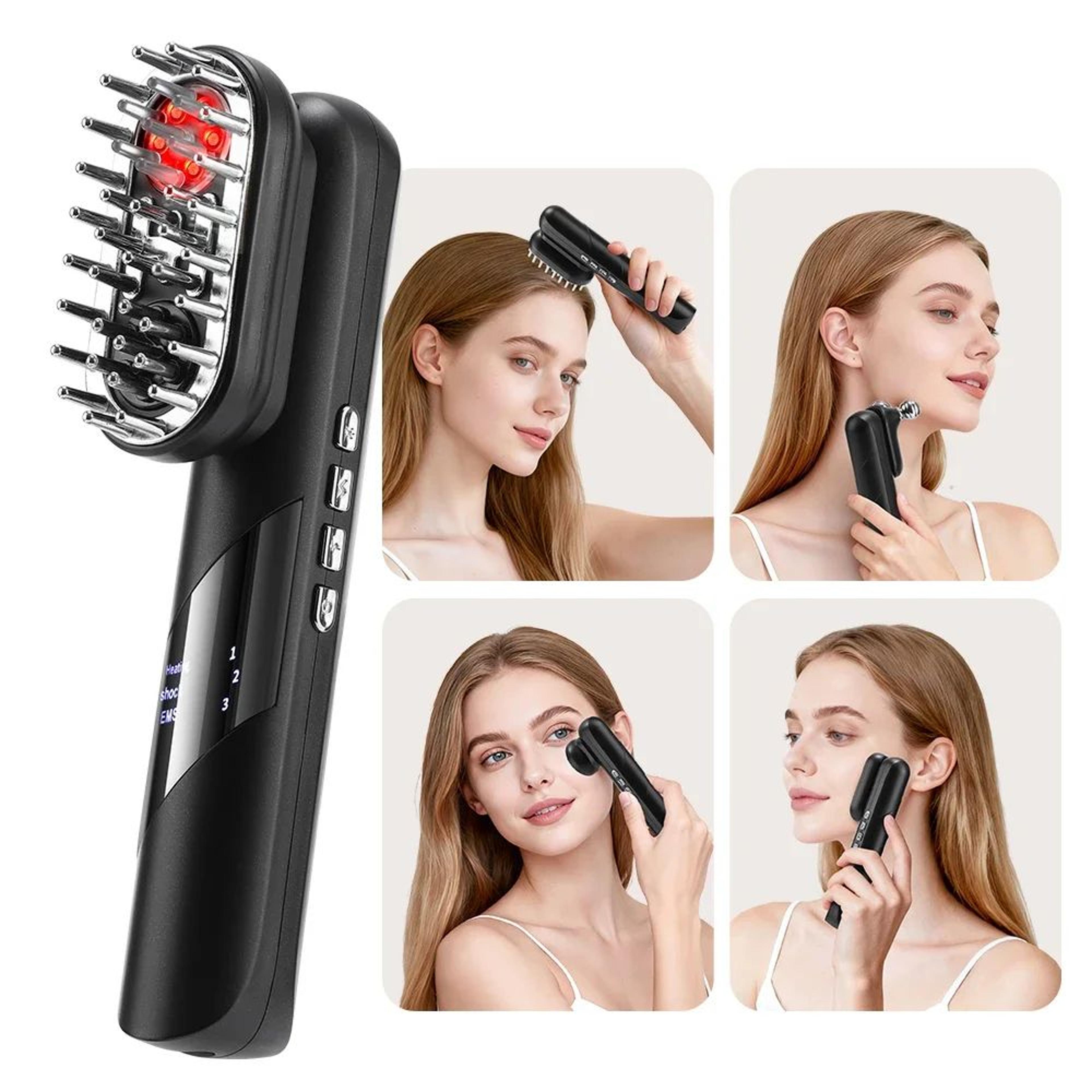 4 in 1 ems scalp massager comb with red light therapy and electric massage