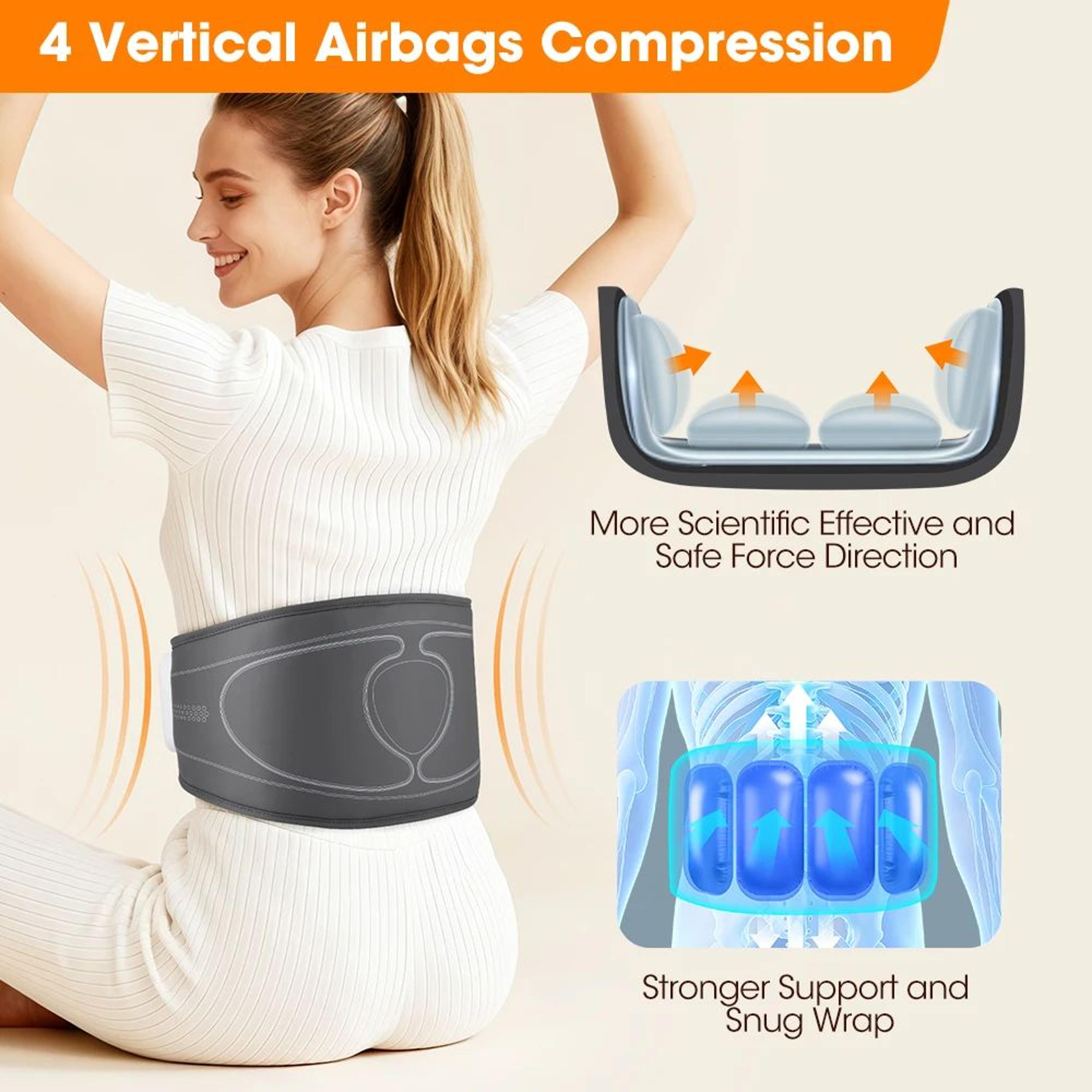 cordless heated back massage belt with air compression and adjustable heat therapy