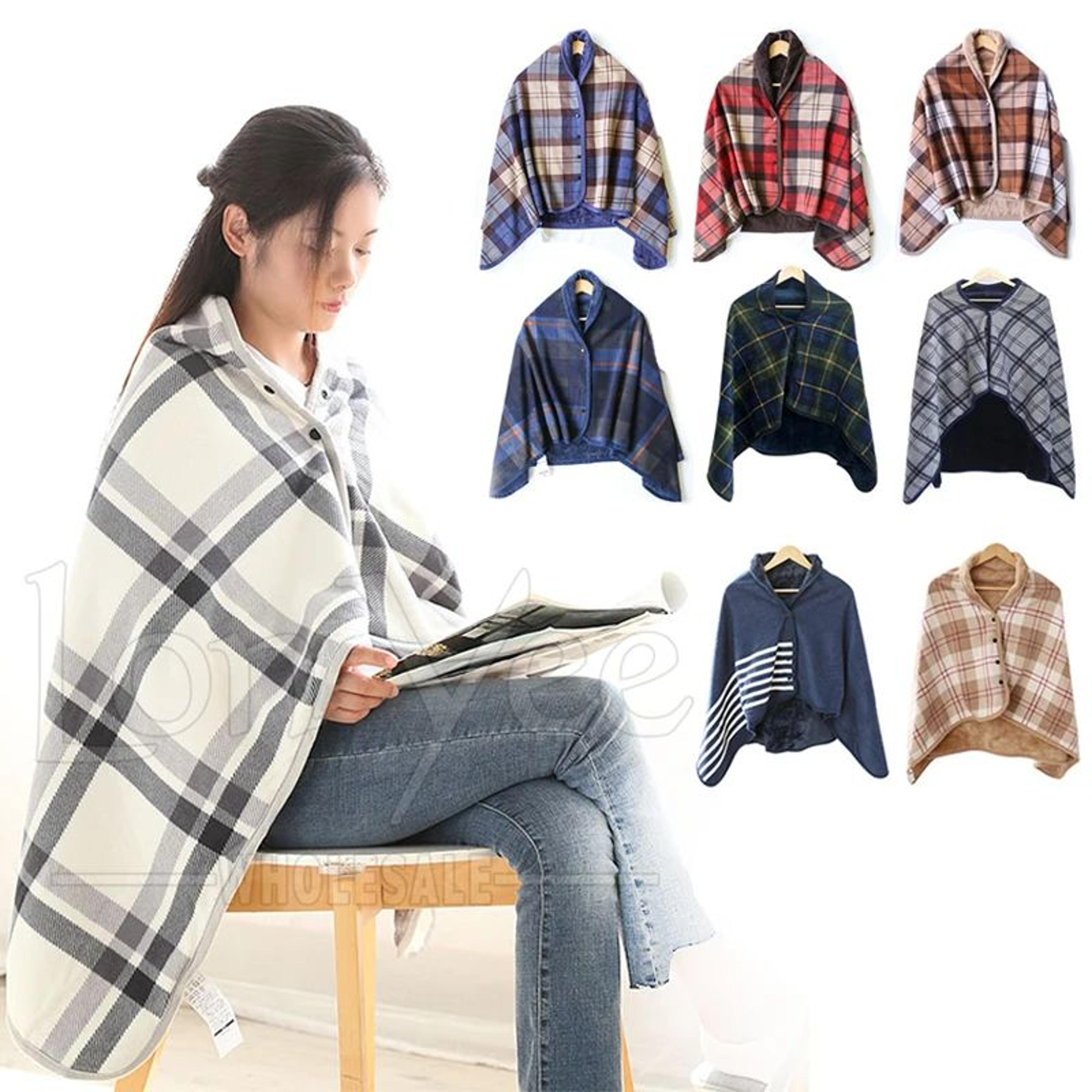 wearable blanket shawl soft flannel cozy blanket cloak for home and office