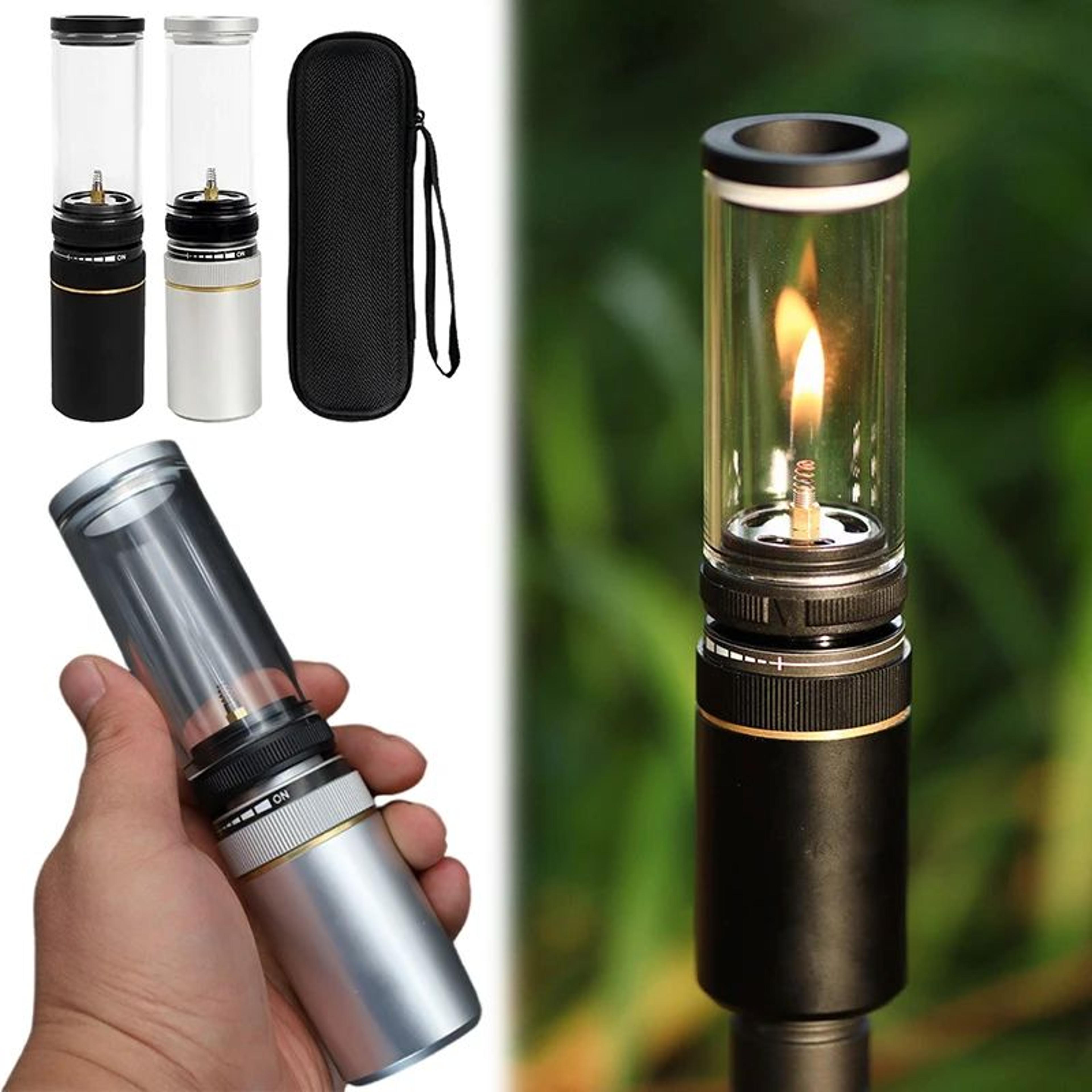 portable camping gas lantern windproof glass tent light with adjustable flame