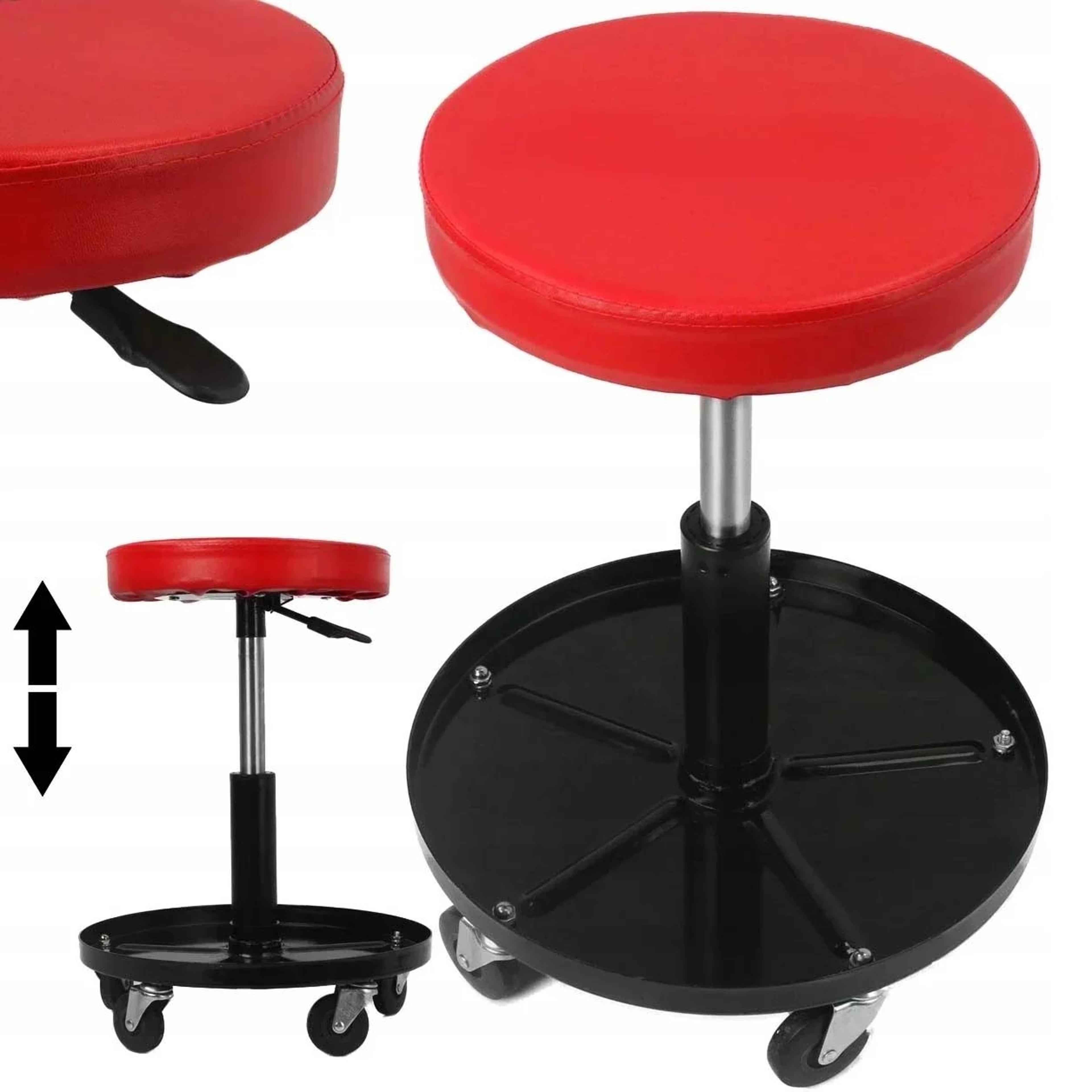 adjustable rolling shop stool padded garage workshop repair seat
