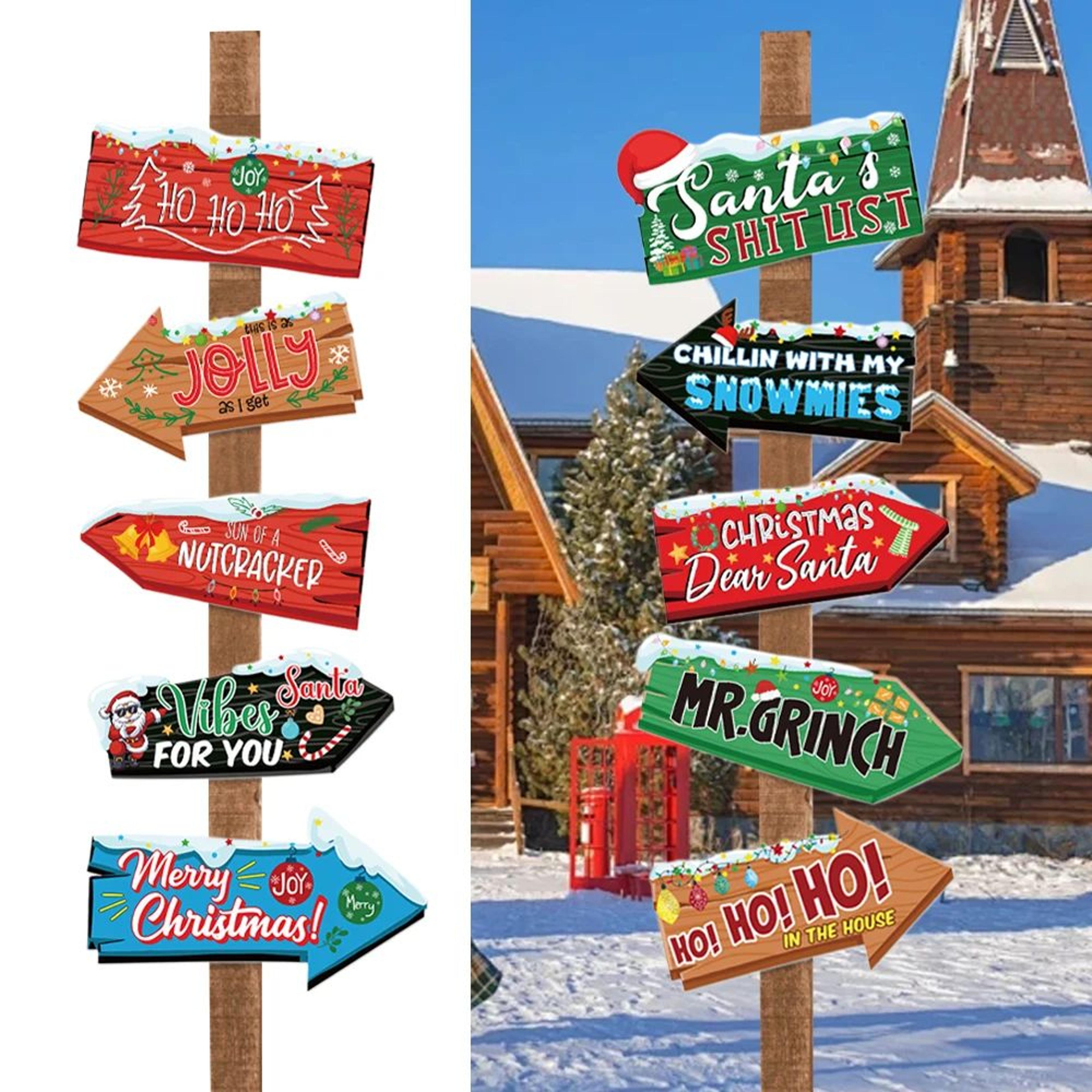 christmas directional sign ornaments set of 10 tree hanging decorations