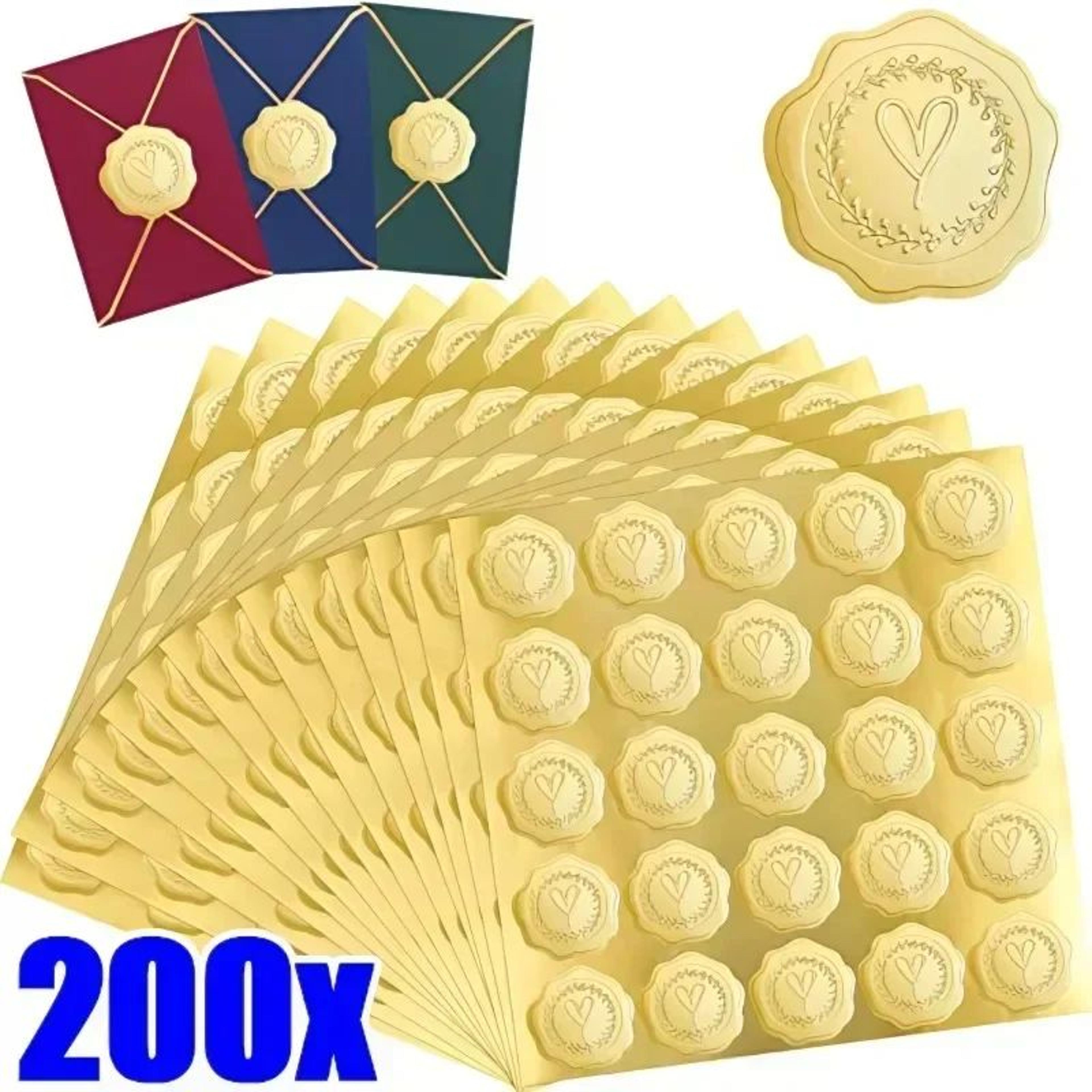 gold heart envelope seal stickers for invitations and gifts