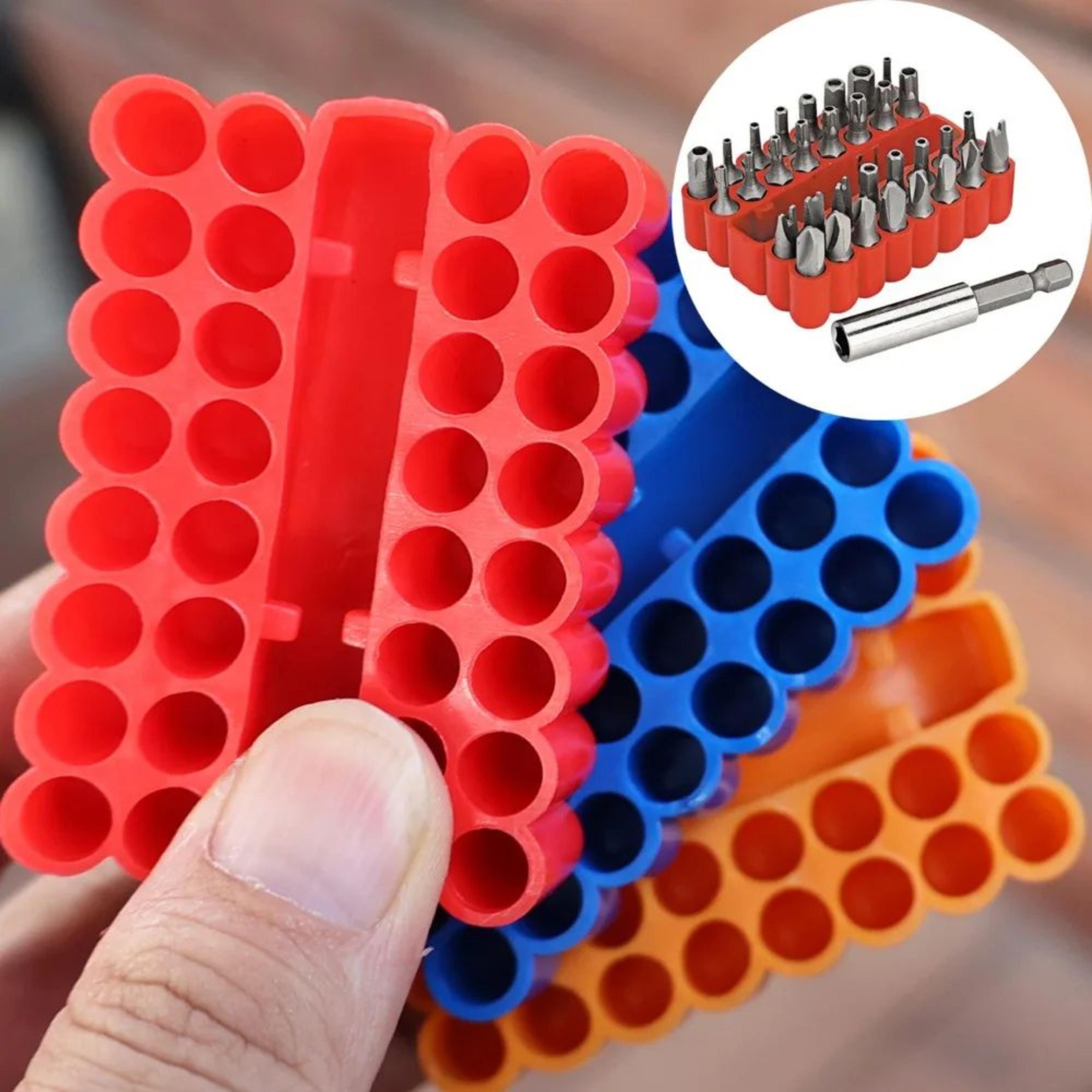 32 slot hex shank screwdriver bit holder organizer set