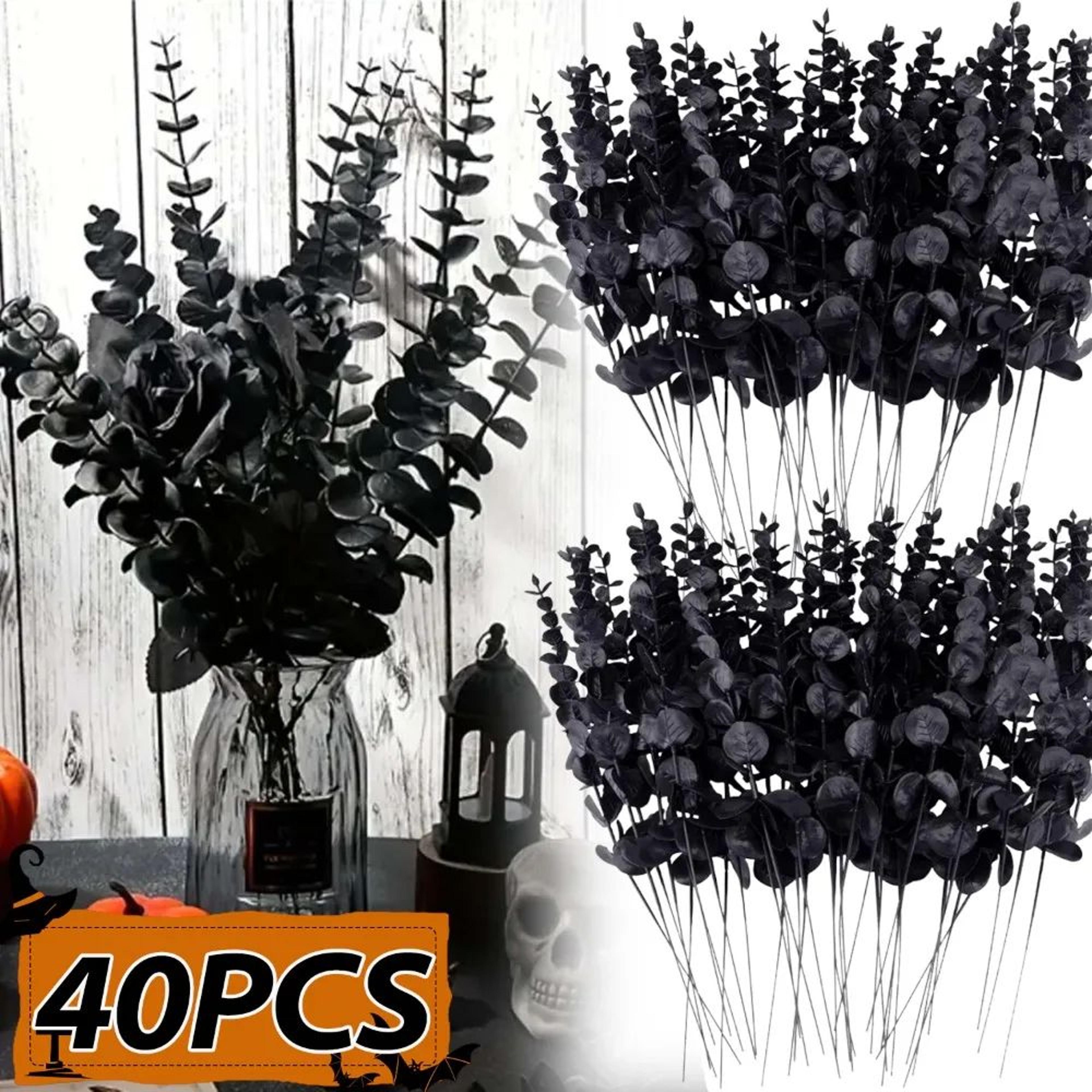 artificial black eucalyptus stems for halloween and fall decor