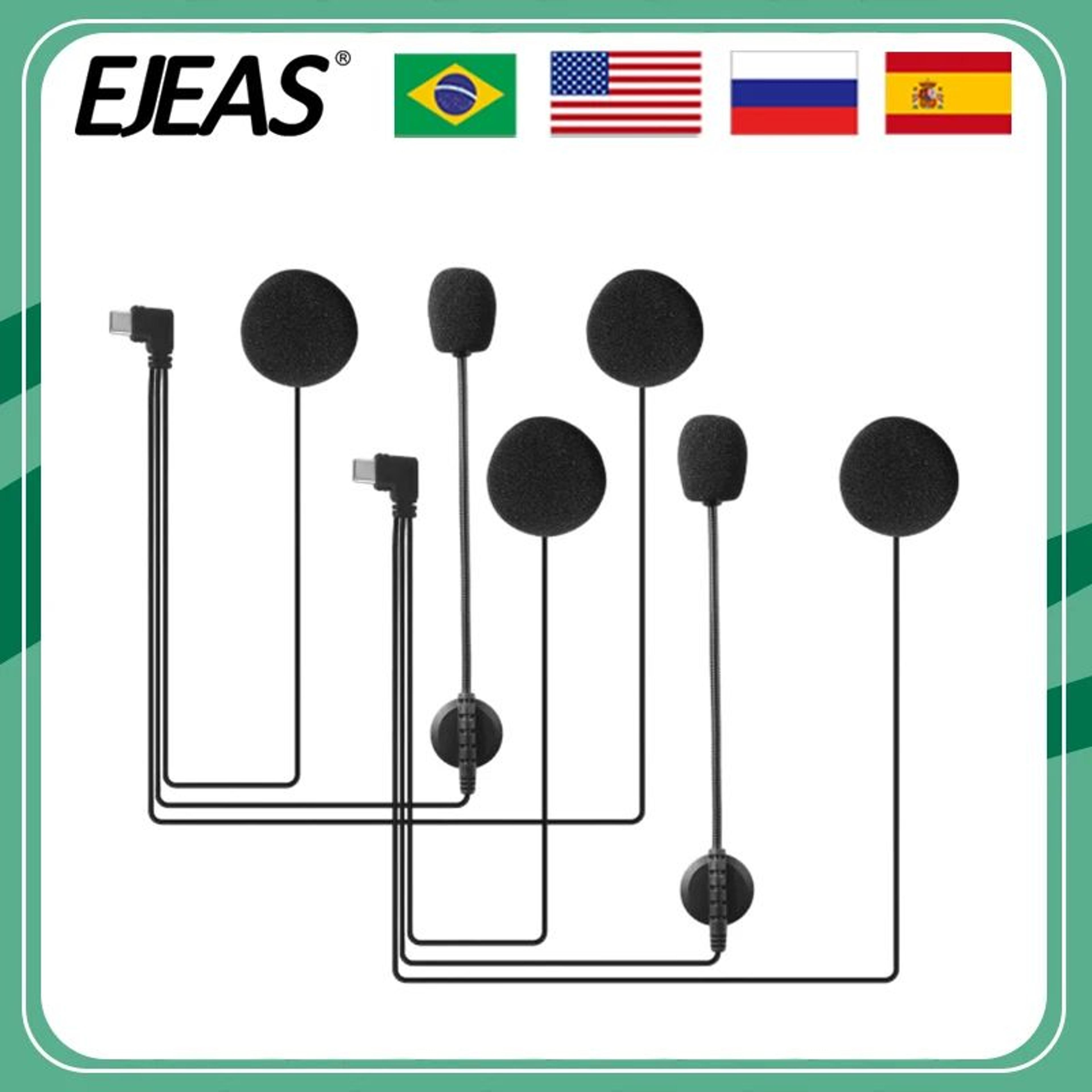 ejeas motorcycle helmet headset type c microphone speaker kit