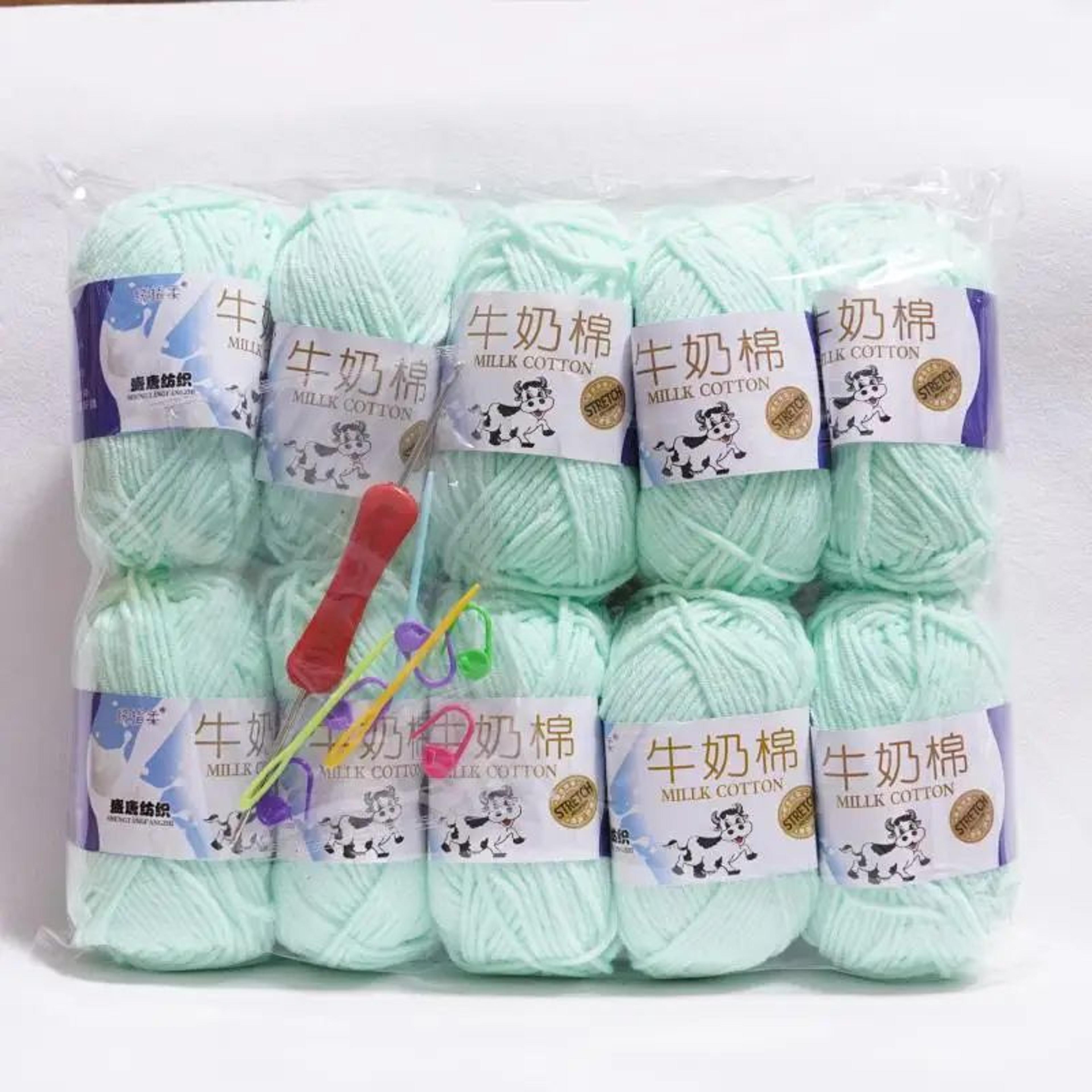 5 strand milk cotton yarn set for knitting and crochet 10 pack