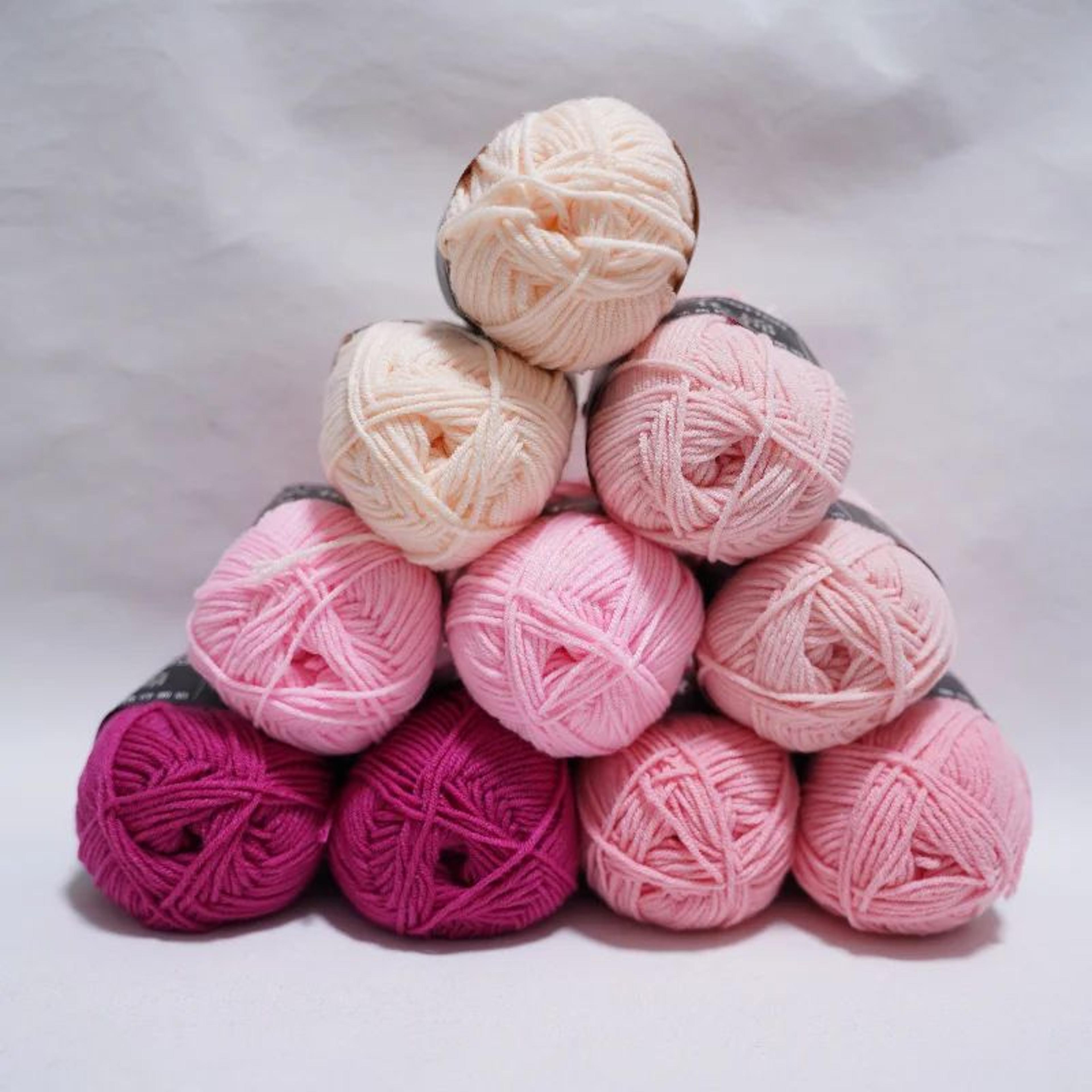 pink milk cotton yarn set 10 piece knitting yarn for crochet and diy crafts