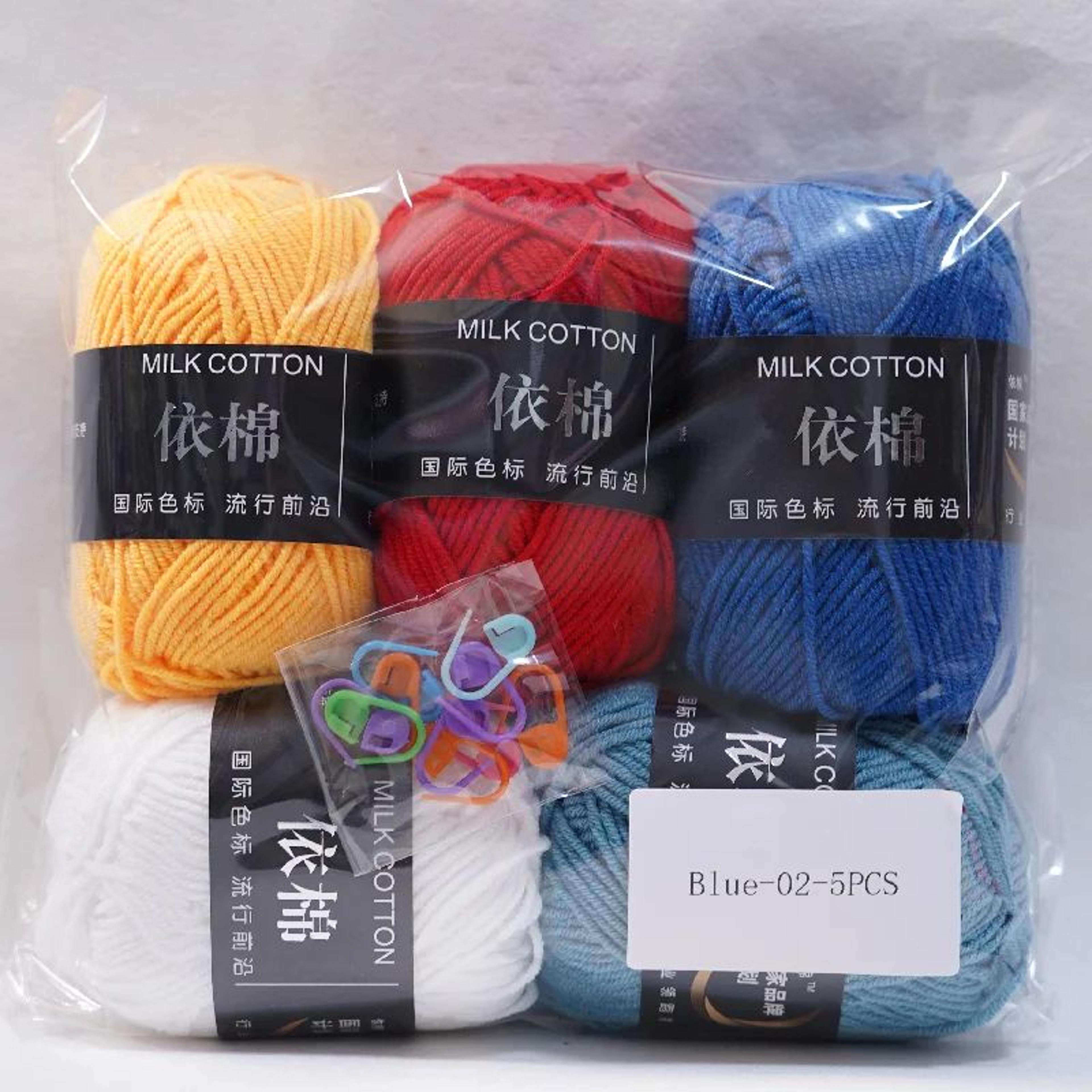 5 pack milk cotton yarn set for crochet and knitting