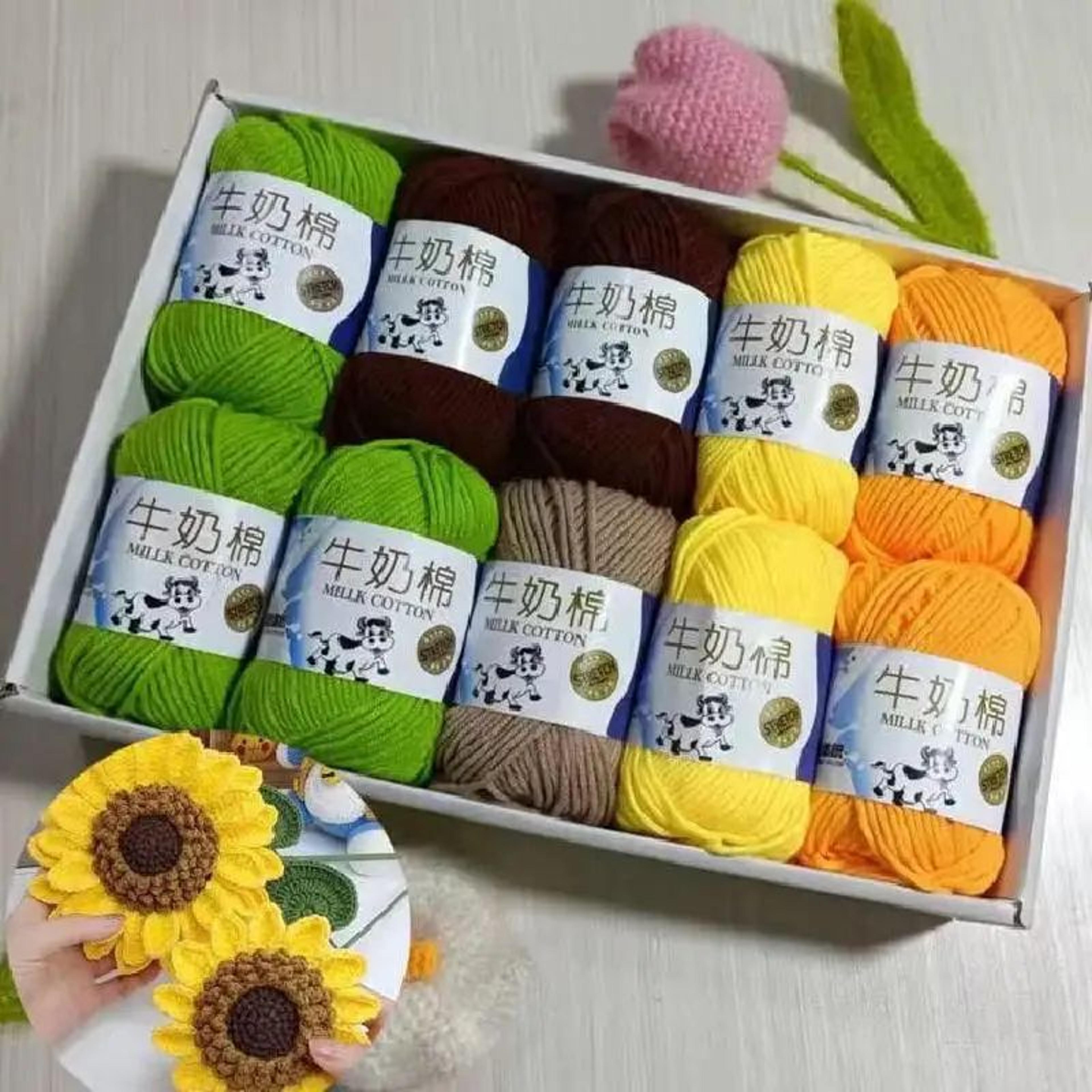 10 pack five ply milk cotton yarn set for crochet and knitting