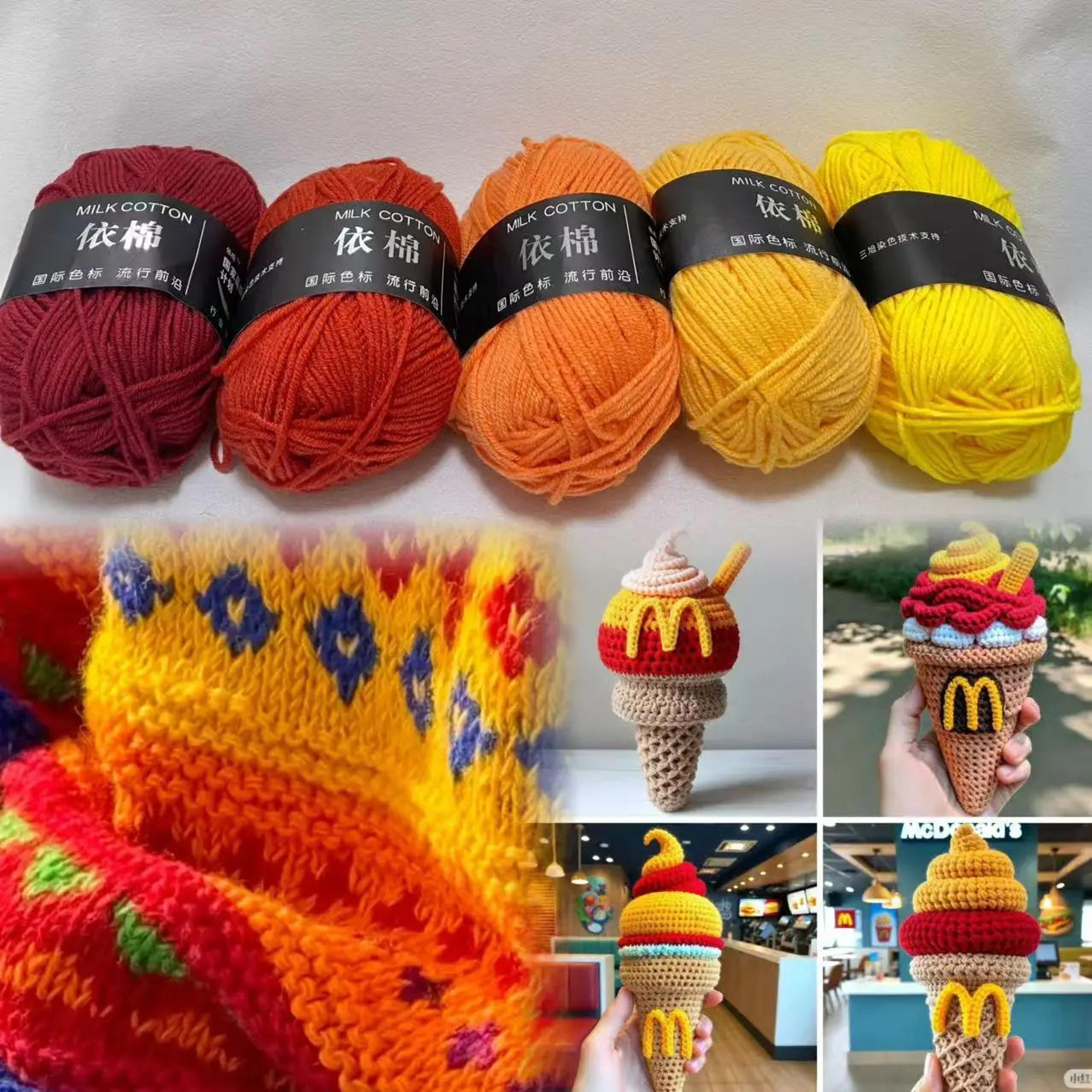 5 pack mixed color milk cotton yarn for crochet and knitting
