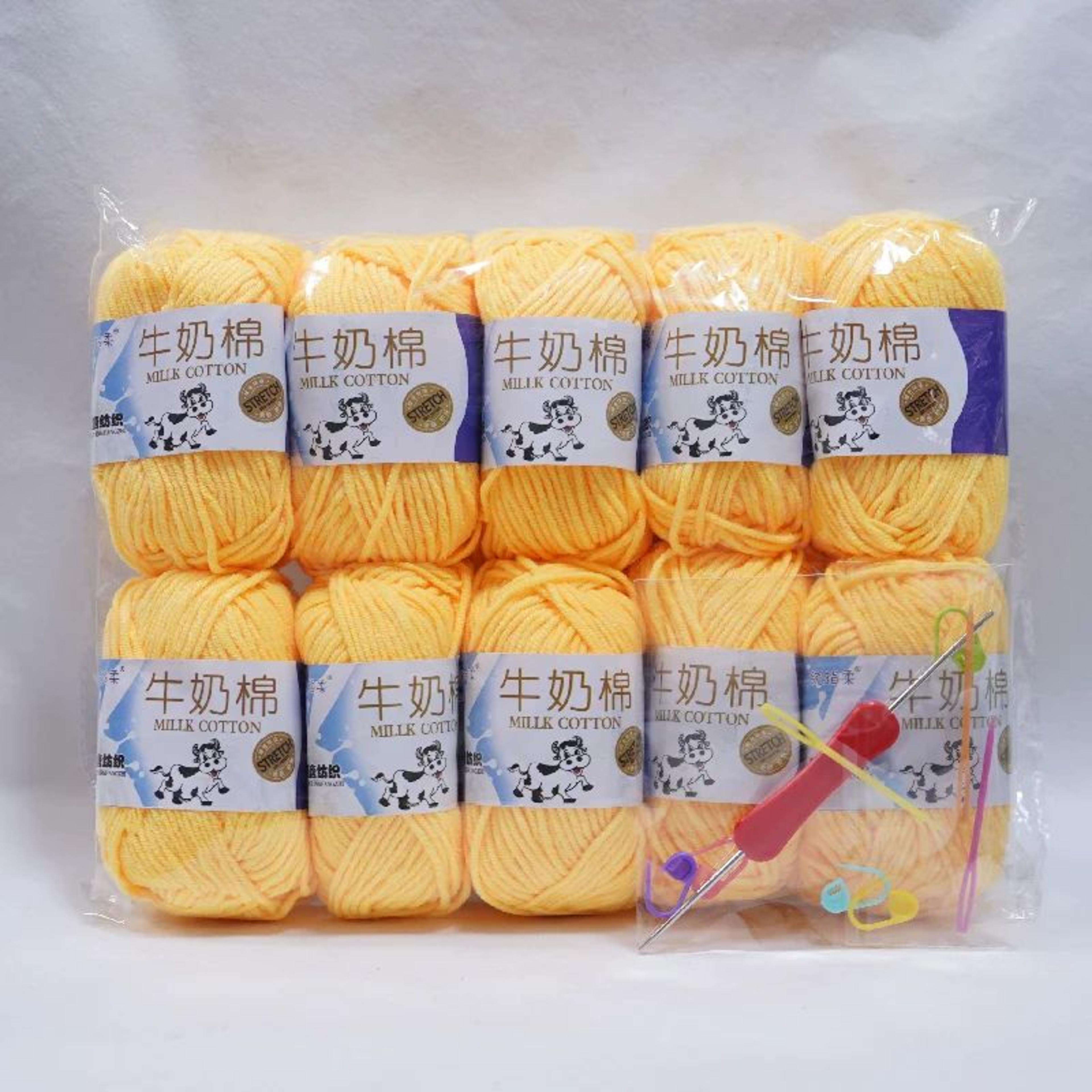 10 piece soft milk cotton yarn set for knitting and crochet