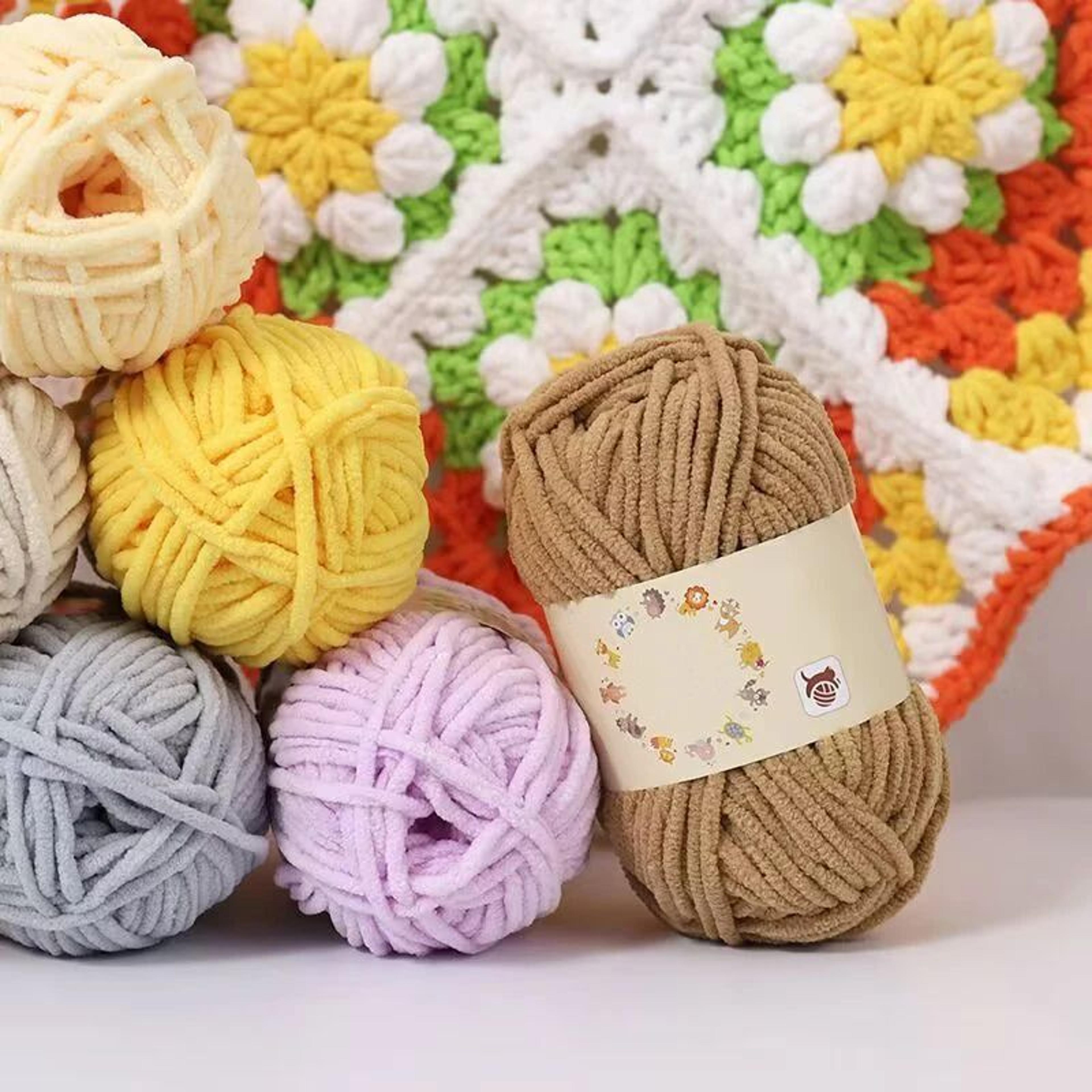 soft chenille velvet yarn 5.3 oz for knitting and crochet