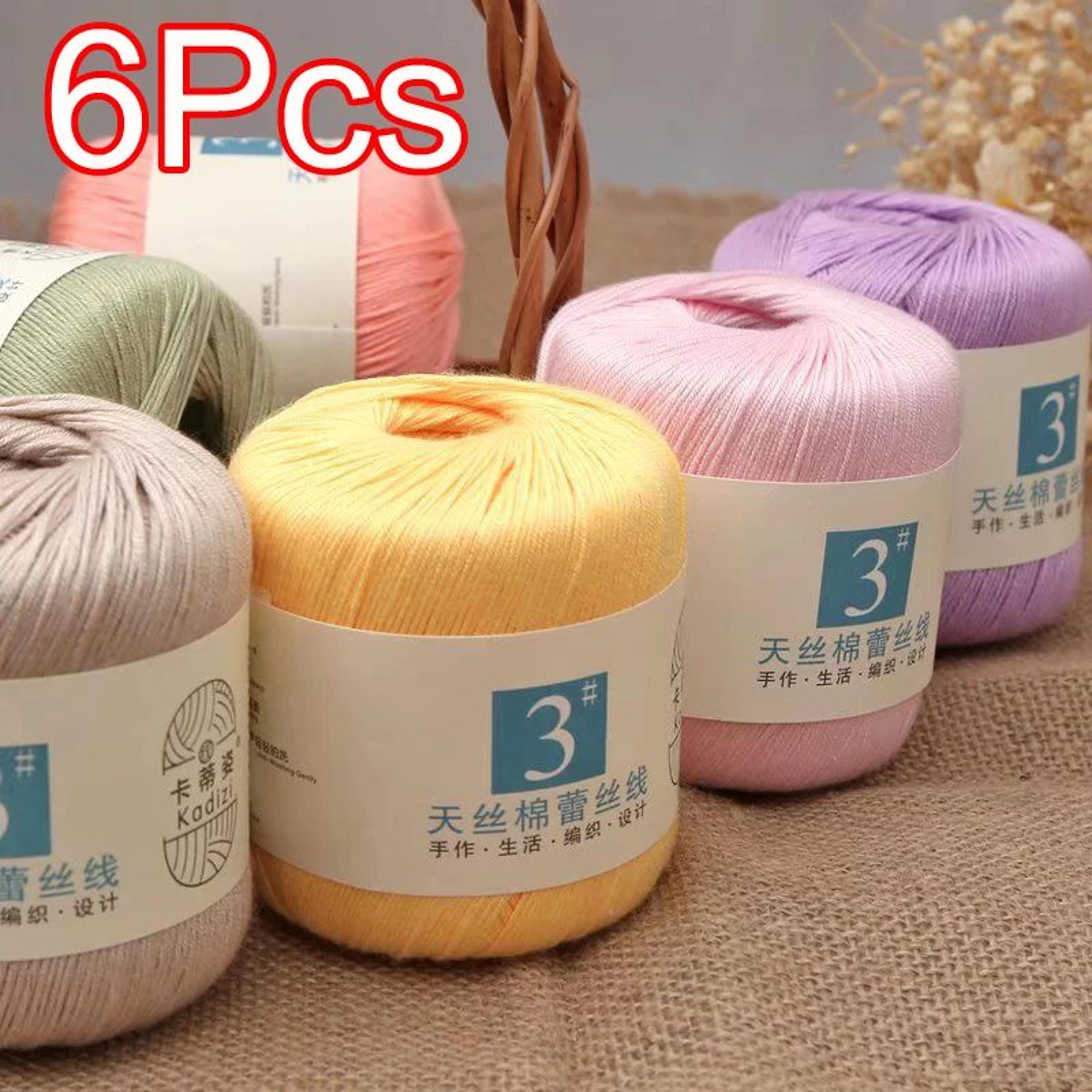 6 piece mercerized cotton lace yarn set for knitting and crochet