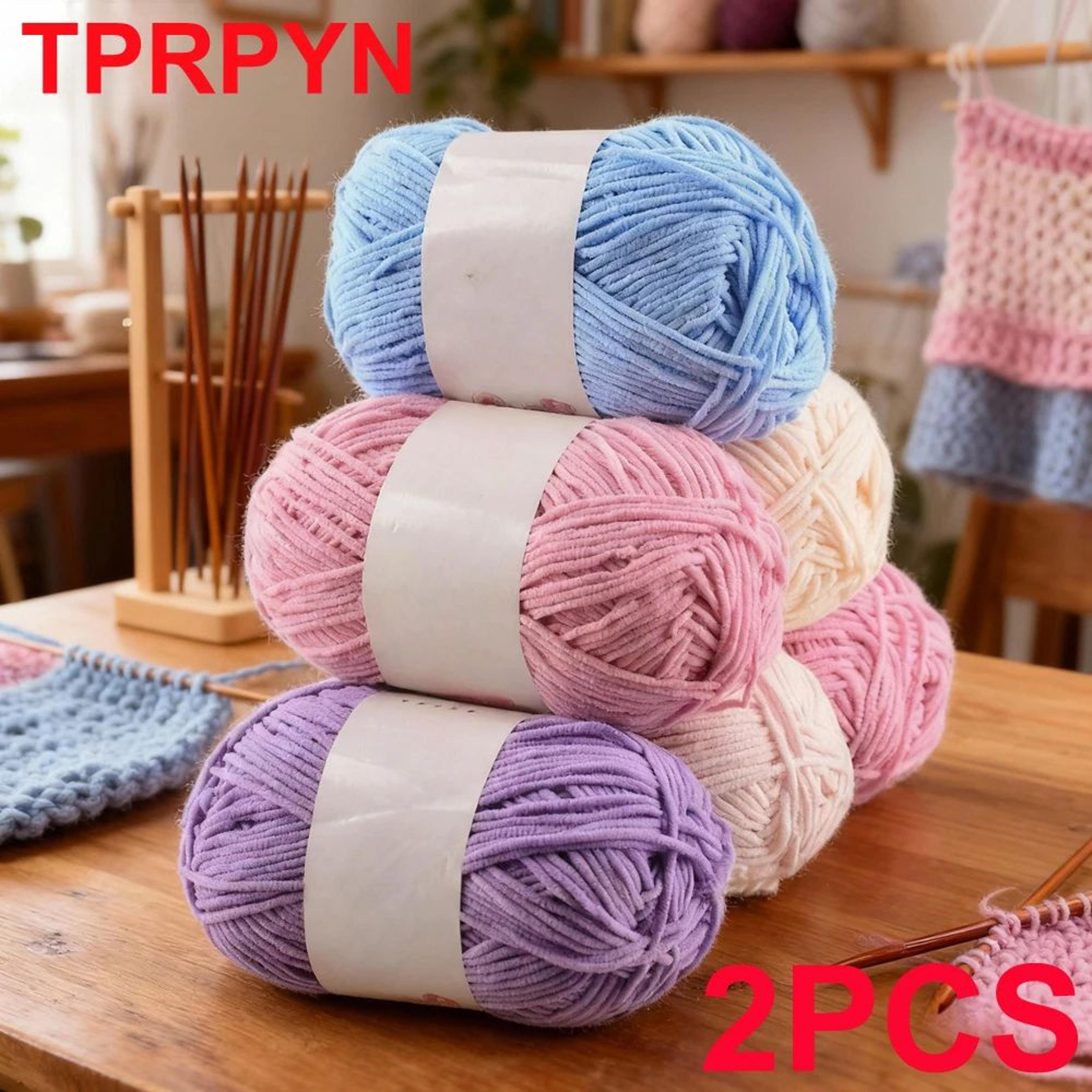 2 piece matte chenille yarn set for knitting and crochet