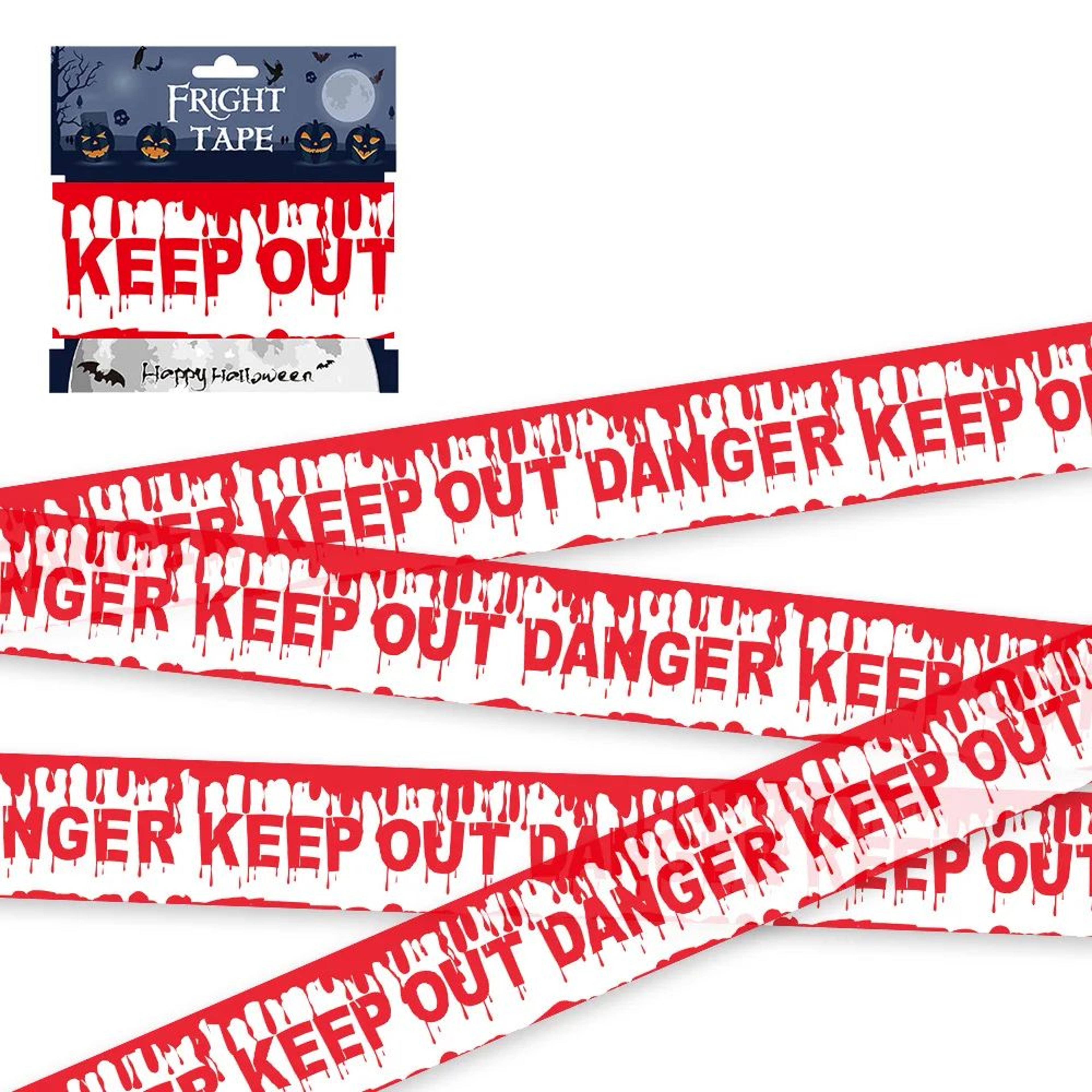 halloween warning tape and skull decoration prop
