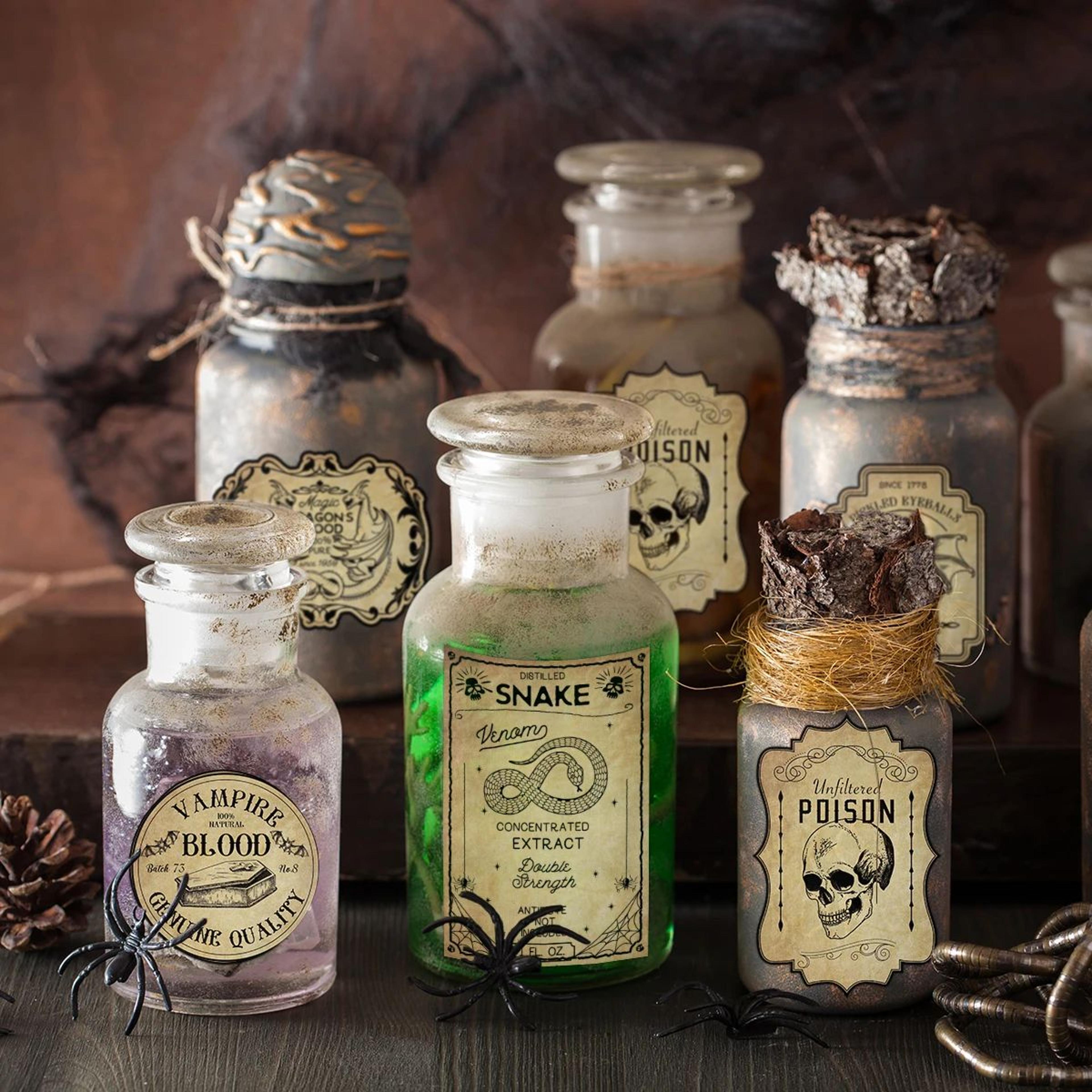 vintage witch potion bottle labels