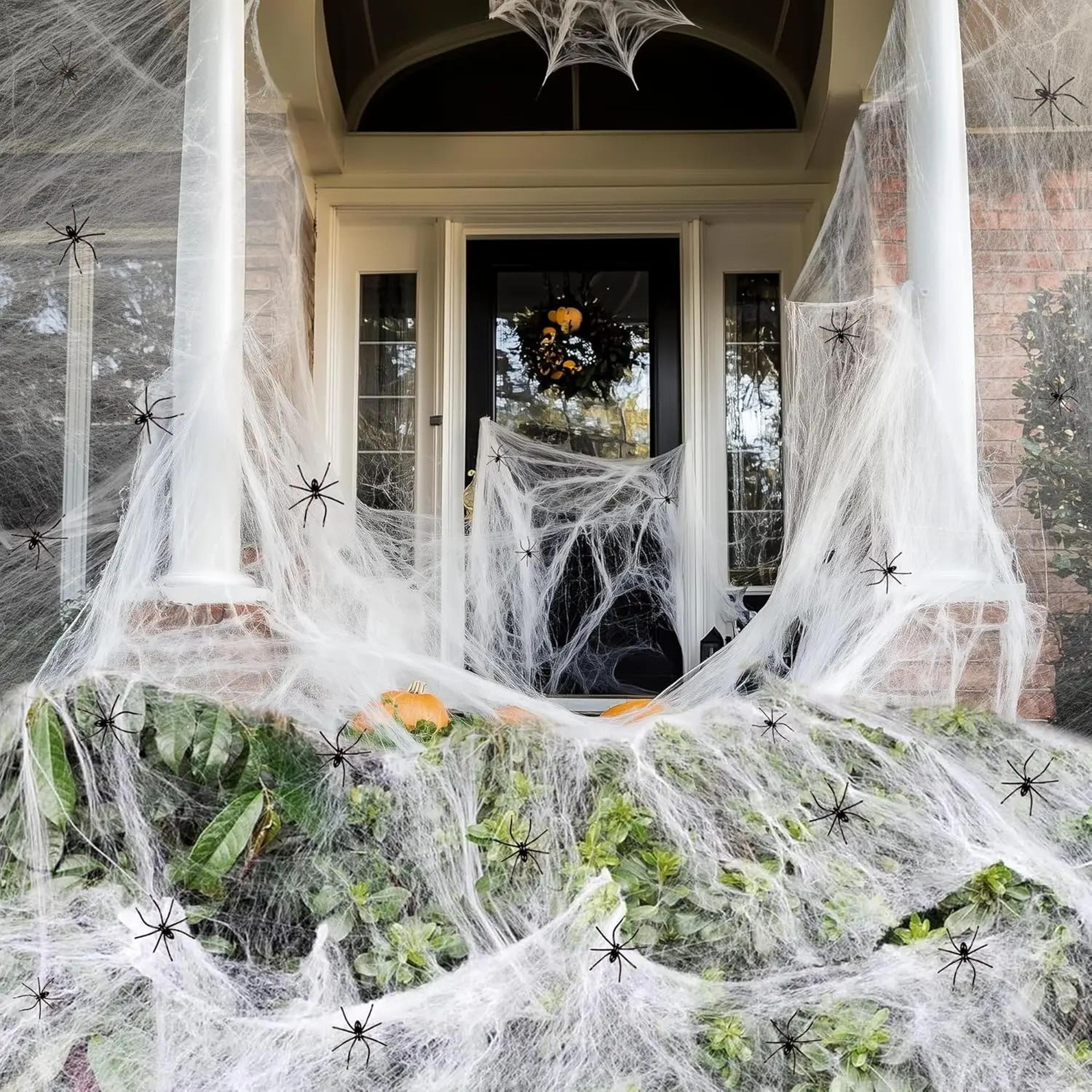 stretchable spider web halloween decor