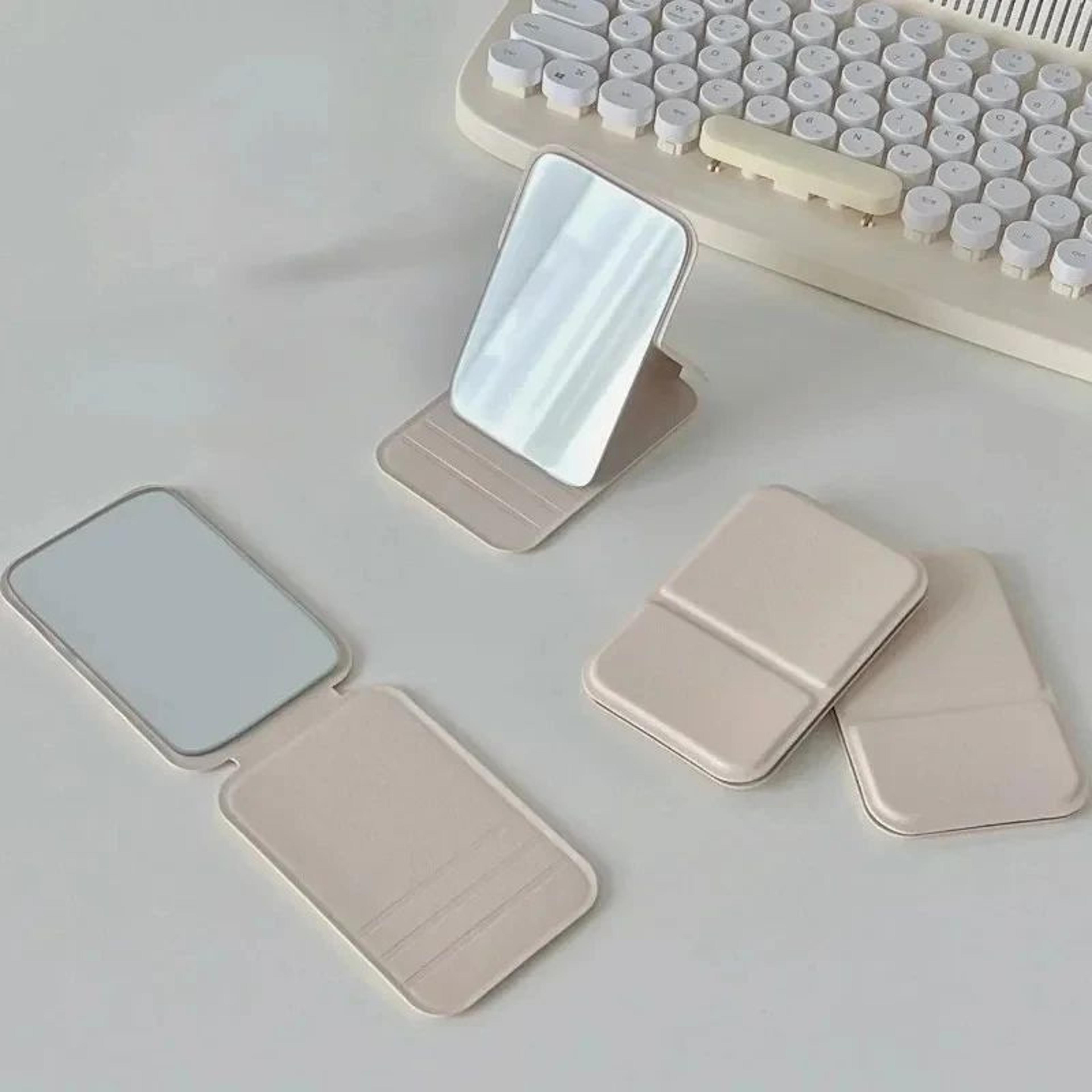 pu leather foldable travel makeup mirror