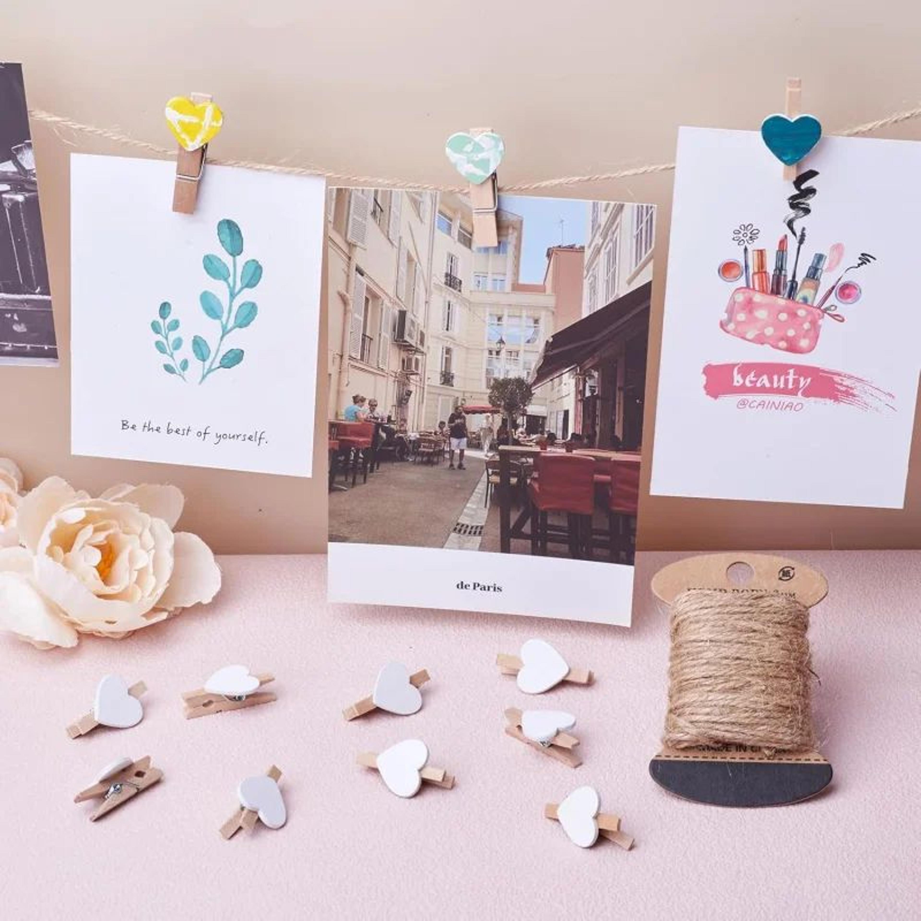 wooden heart photo clips craft clothespins