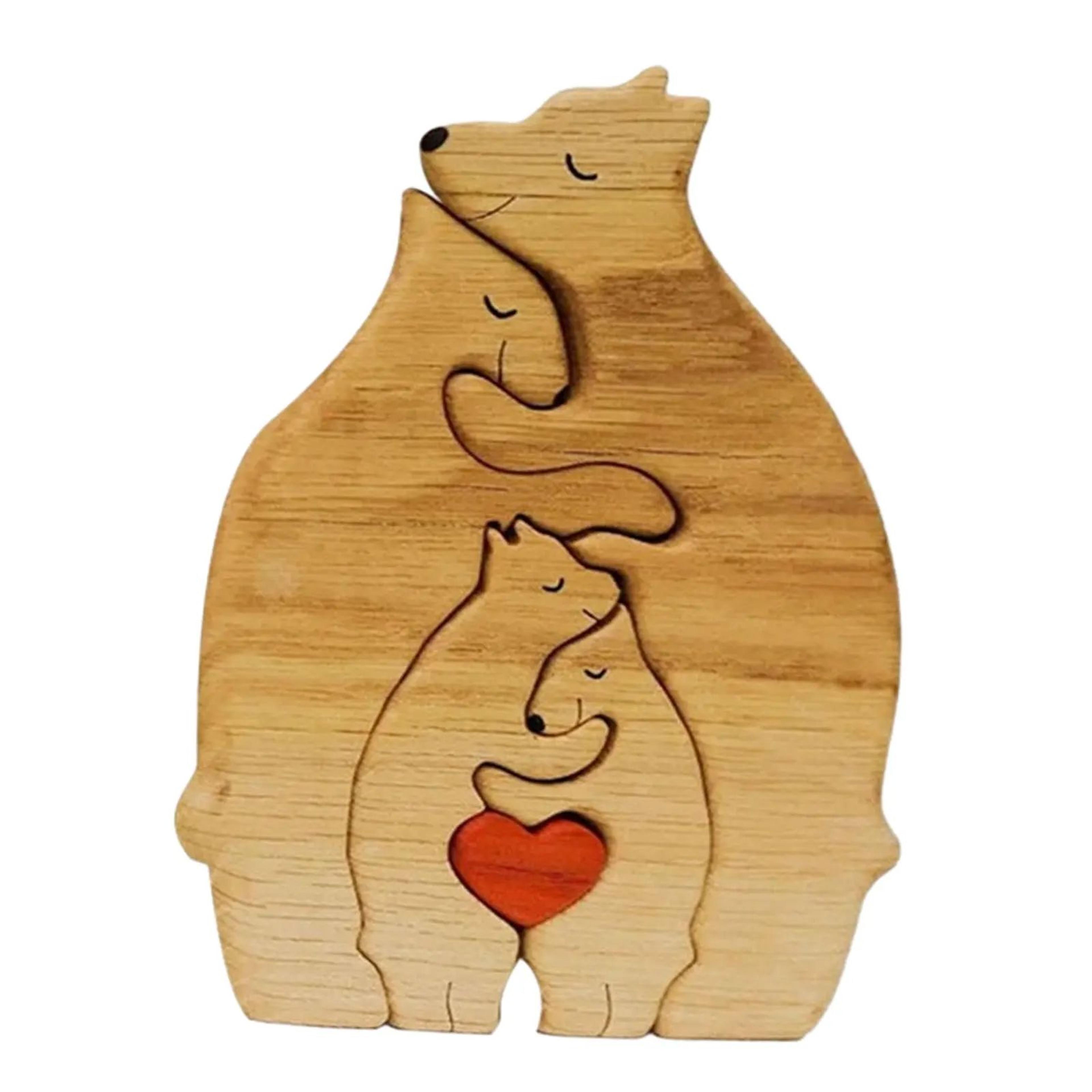 wooden bear family puzzle decor