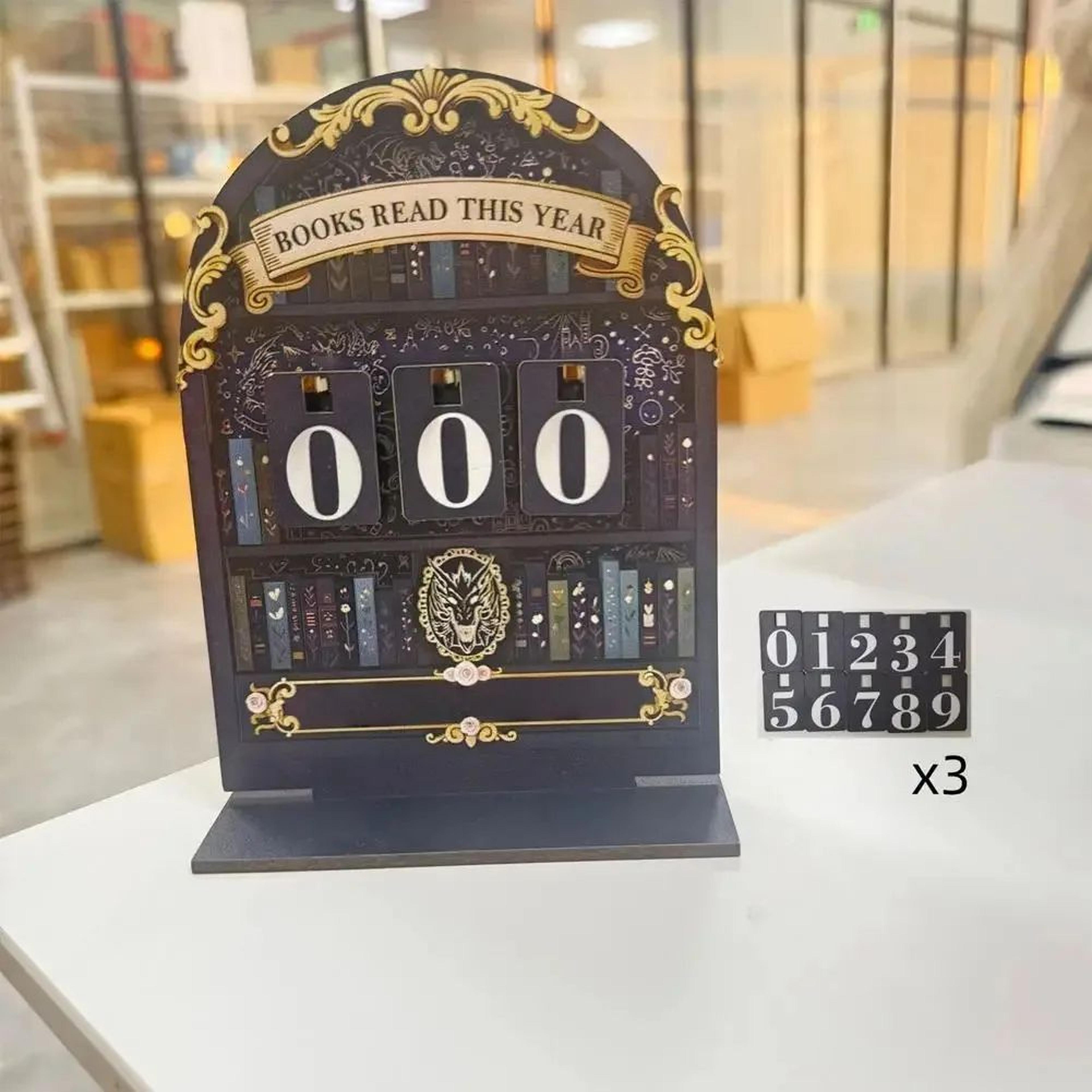vintage wooden book reading tracker