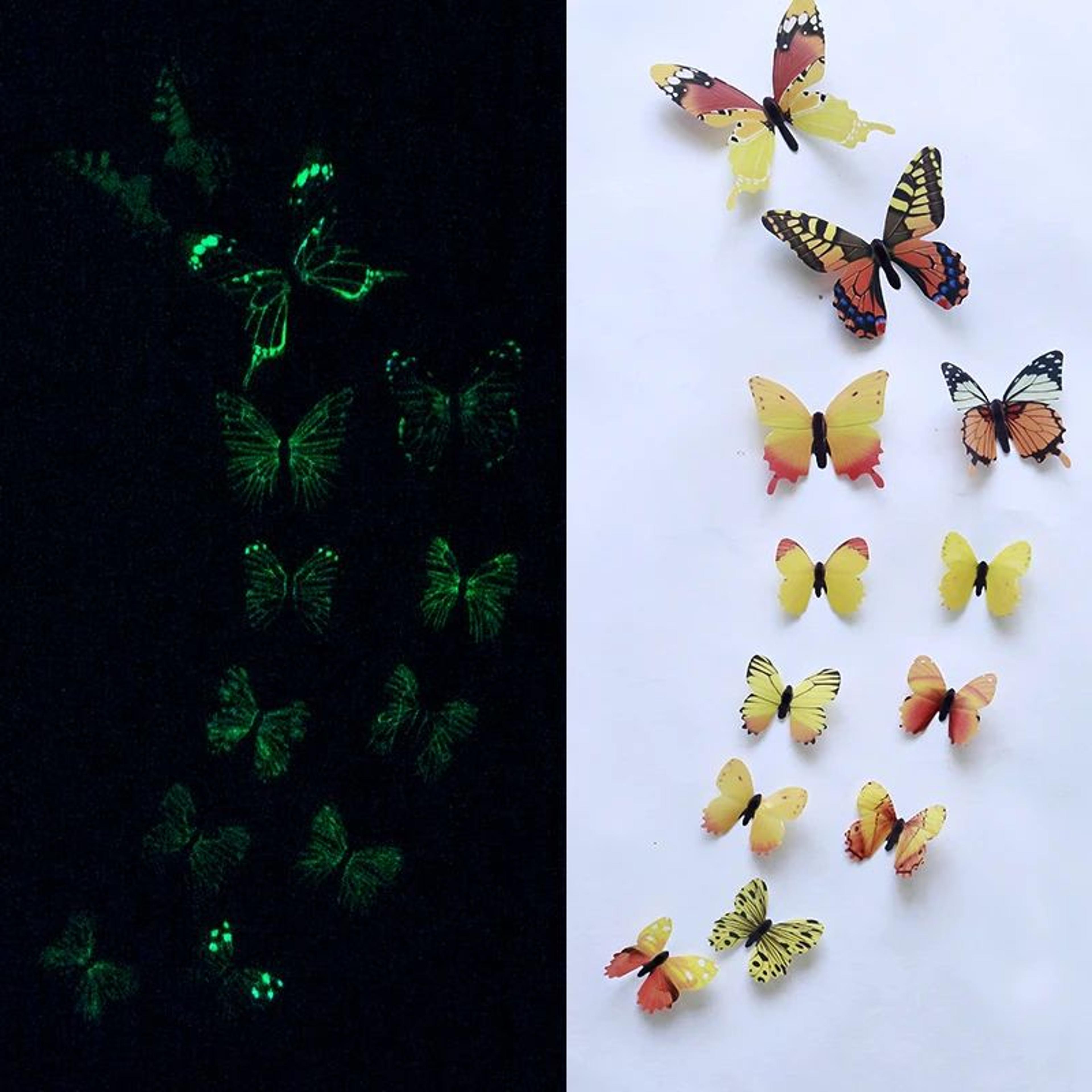 12 piece luminous 3d butterfly wall stickers