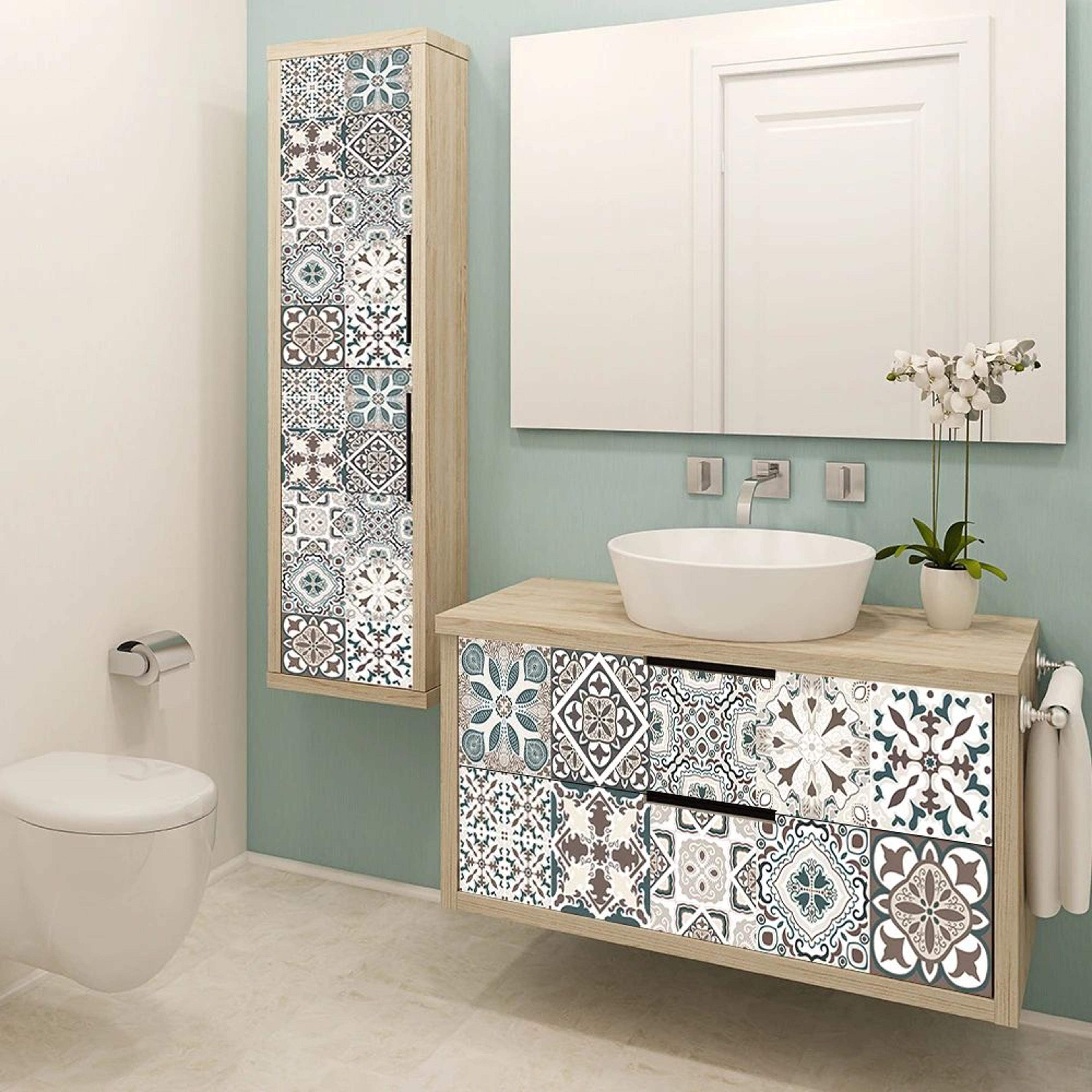 blue gray peel and stick tile stickers