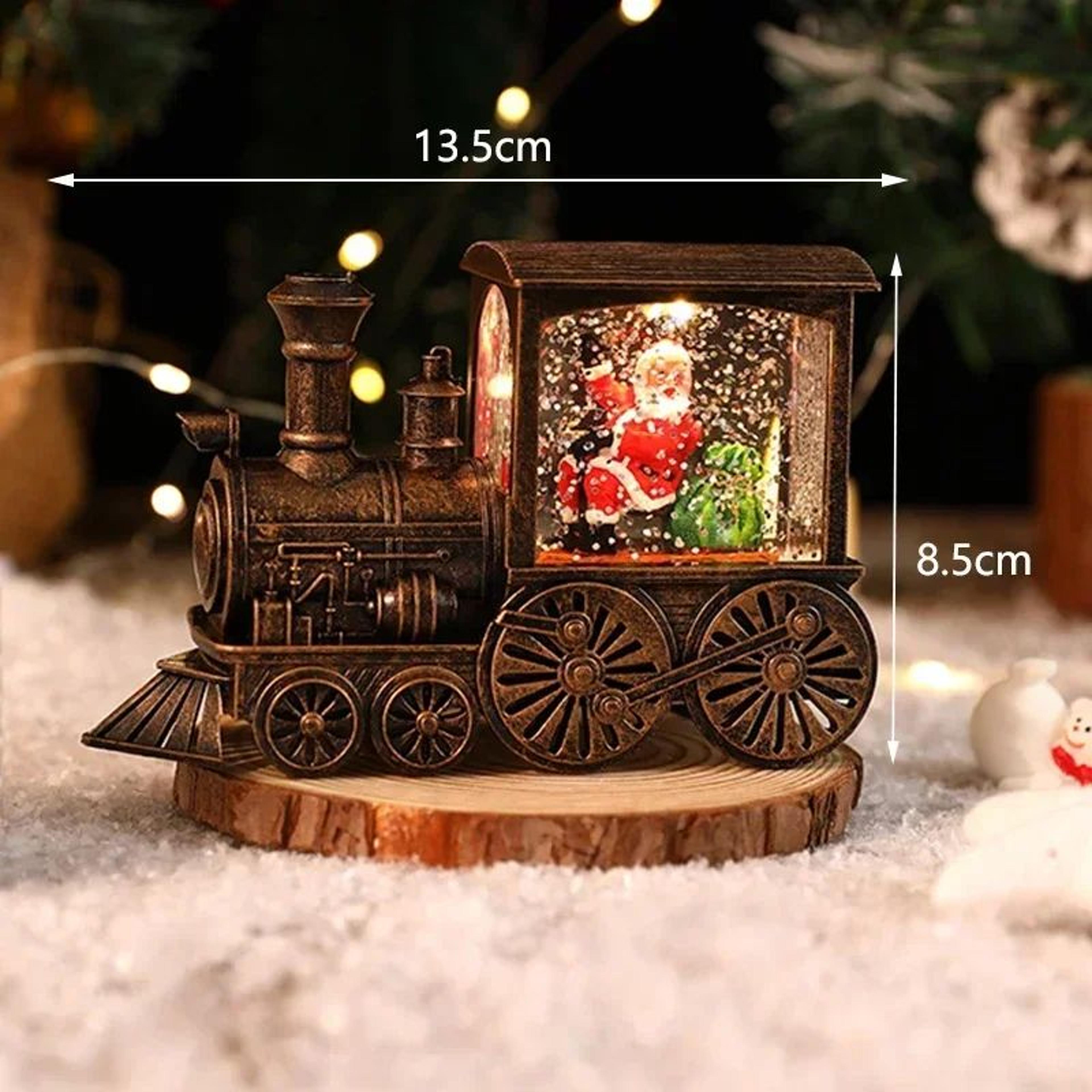 led christmas crystal ball santa train decor