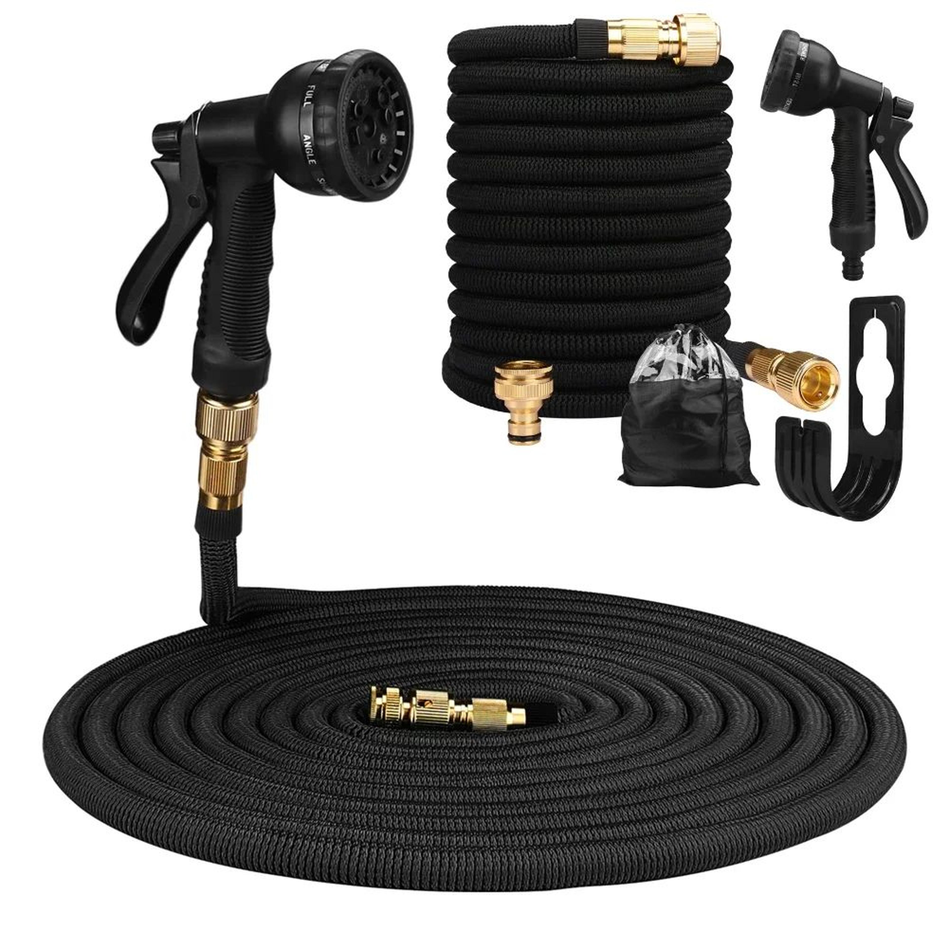 expandable garden hose with spray nozzle