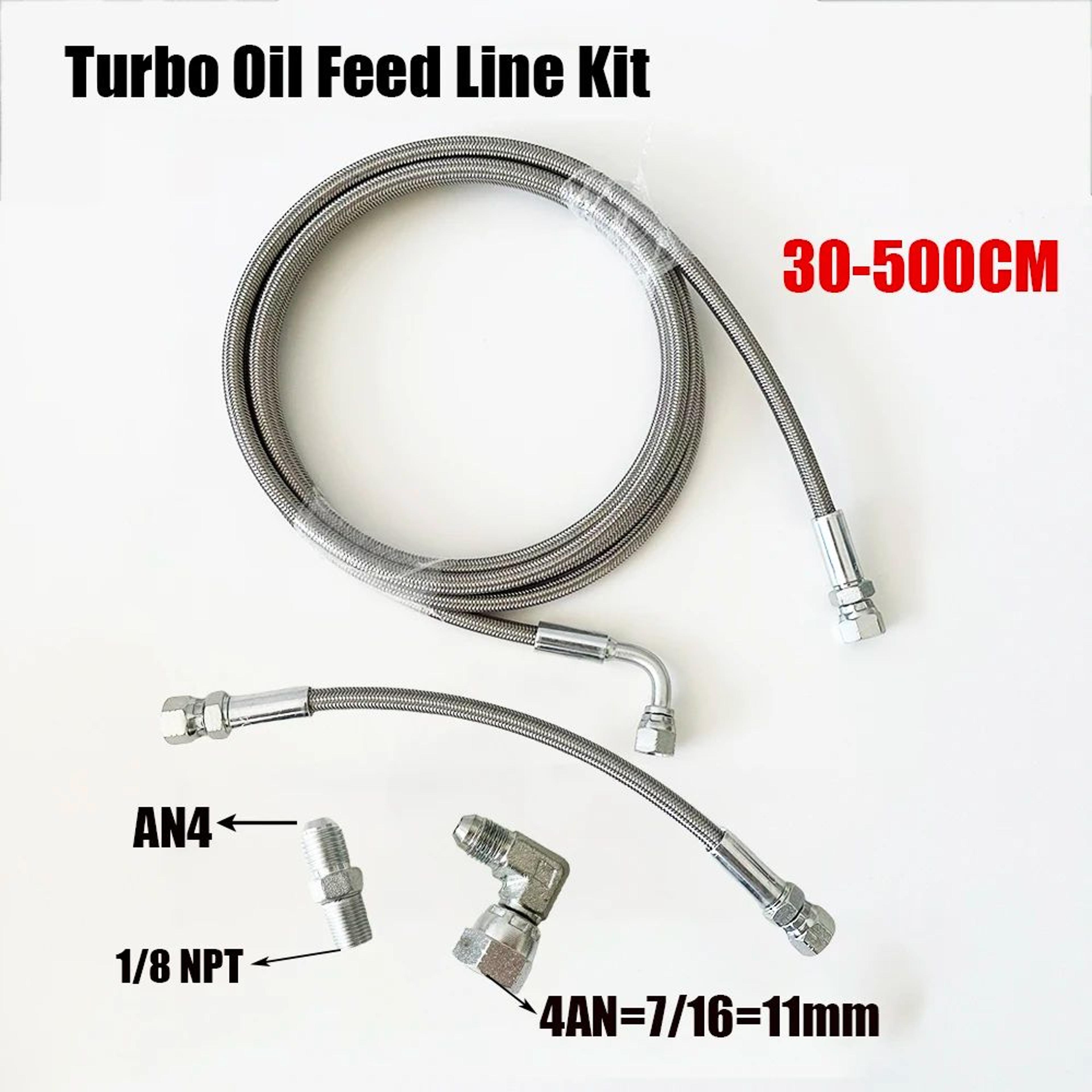 an4 stainless steel turbo oil feed line