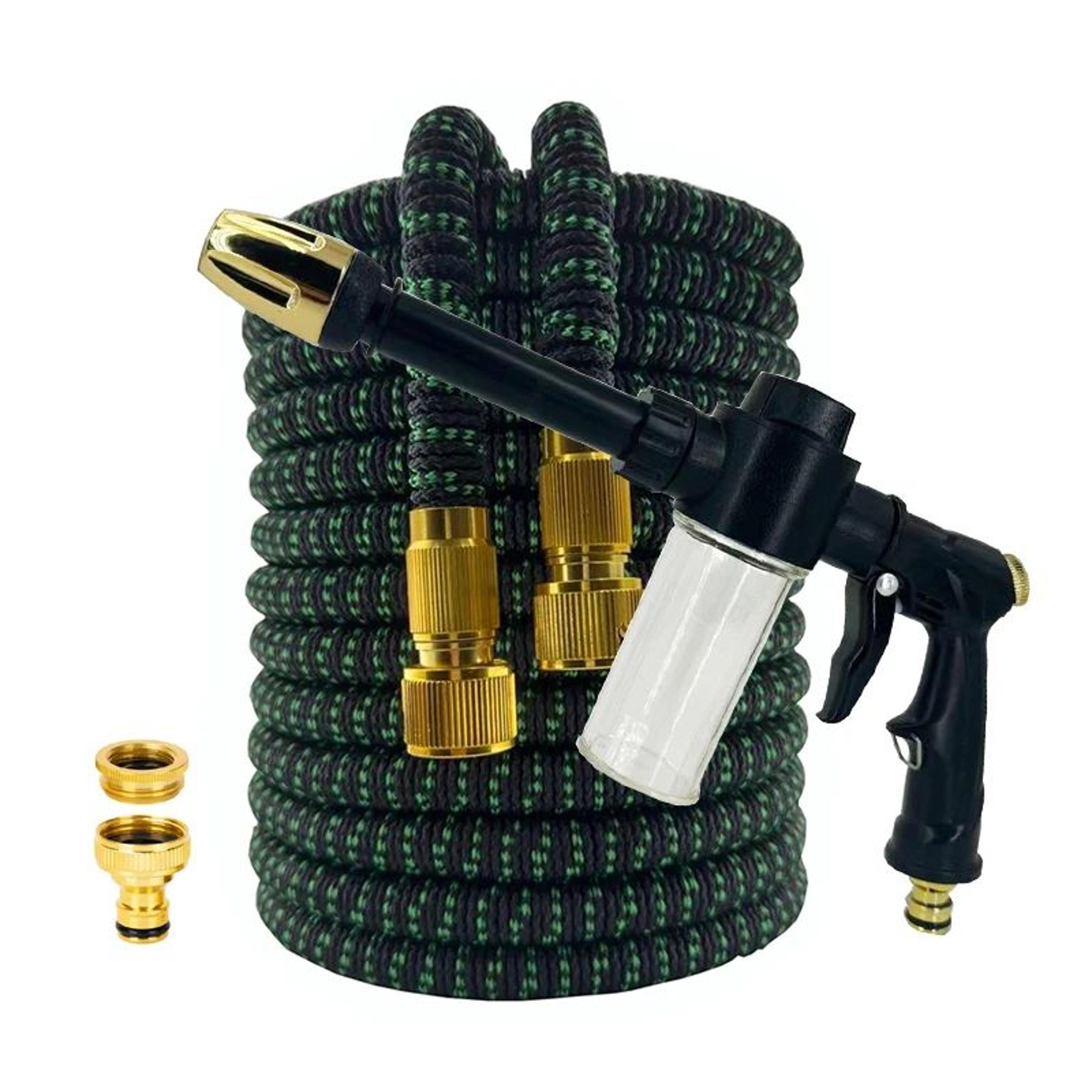 flexible expandable garden hose with spray nozzle