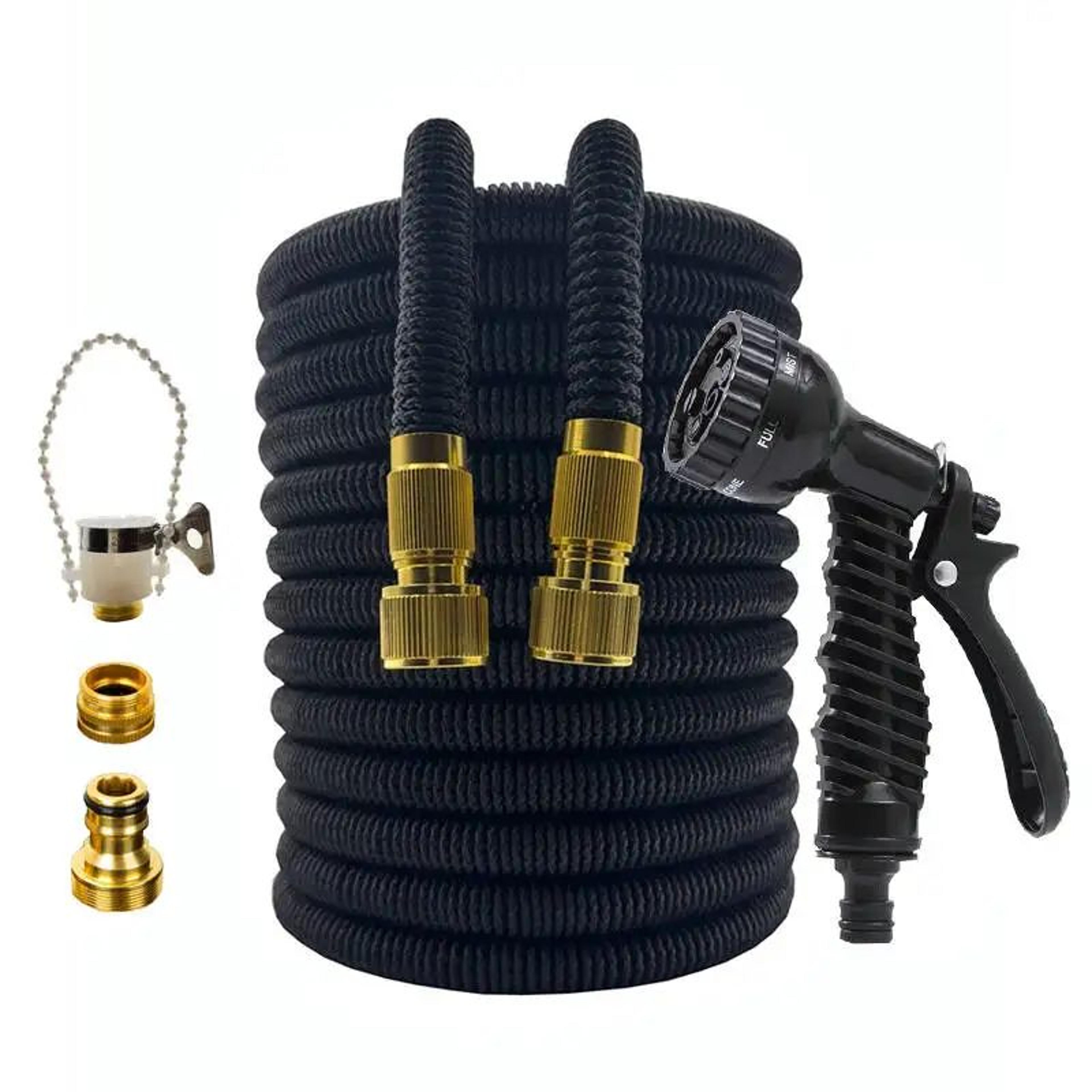 flexible expandable water hose with spray gun