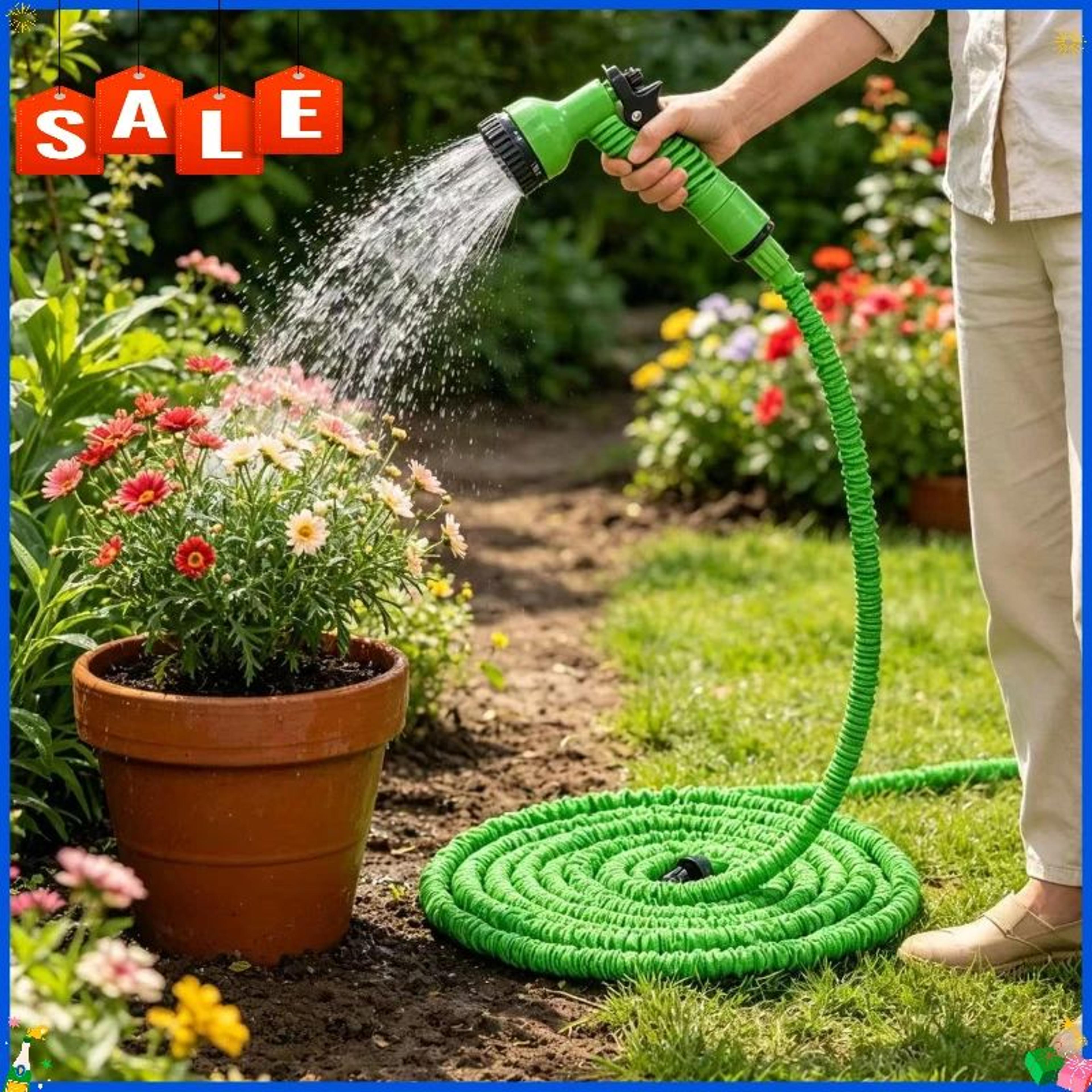 telescopic garden hose with watering gun