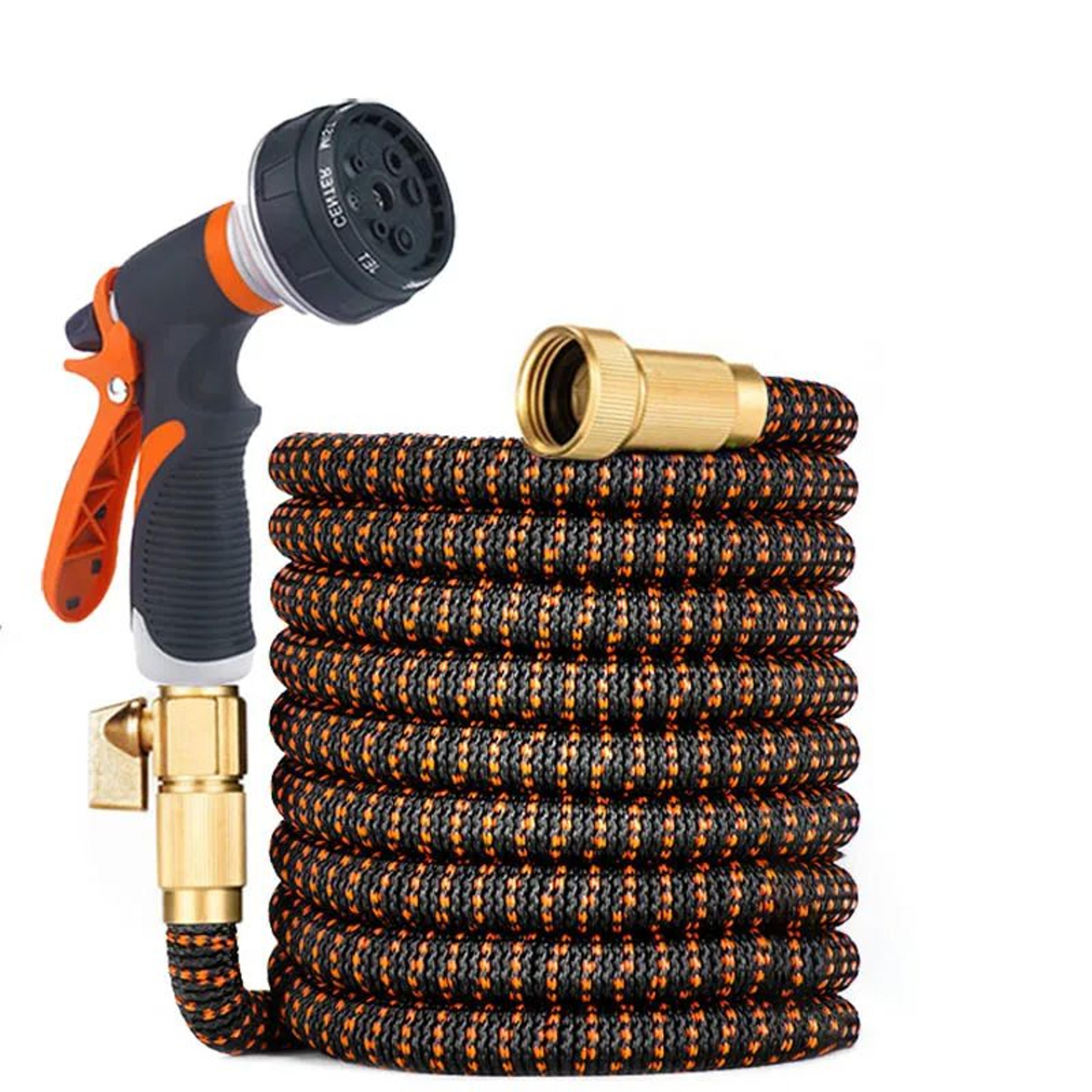 portable retractable garden hose with adjustable nozzle