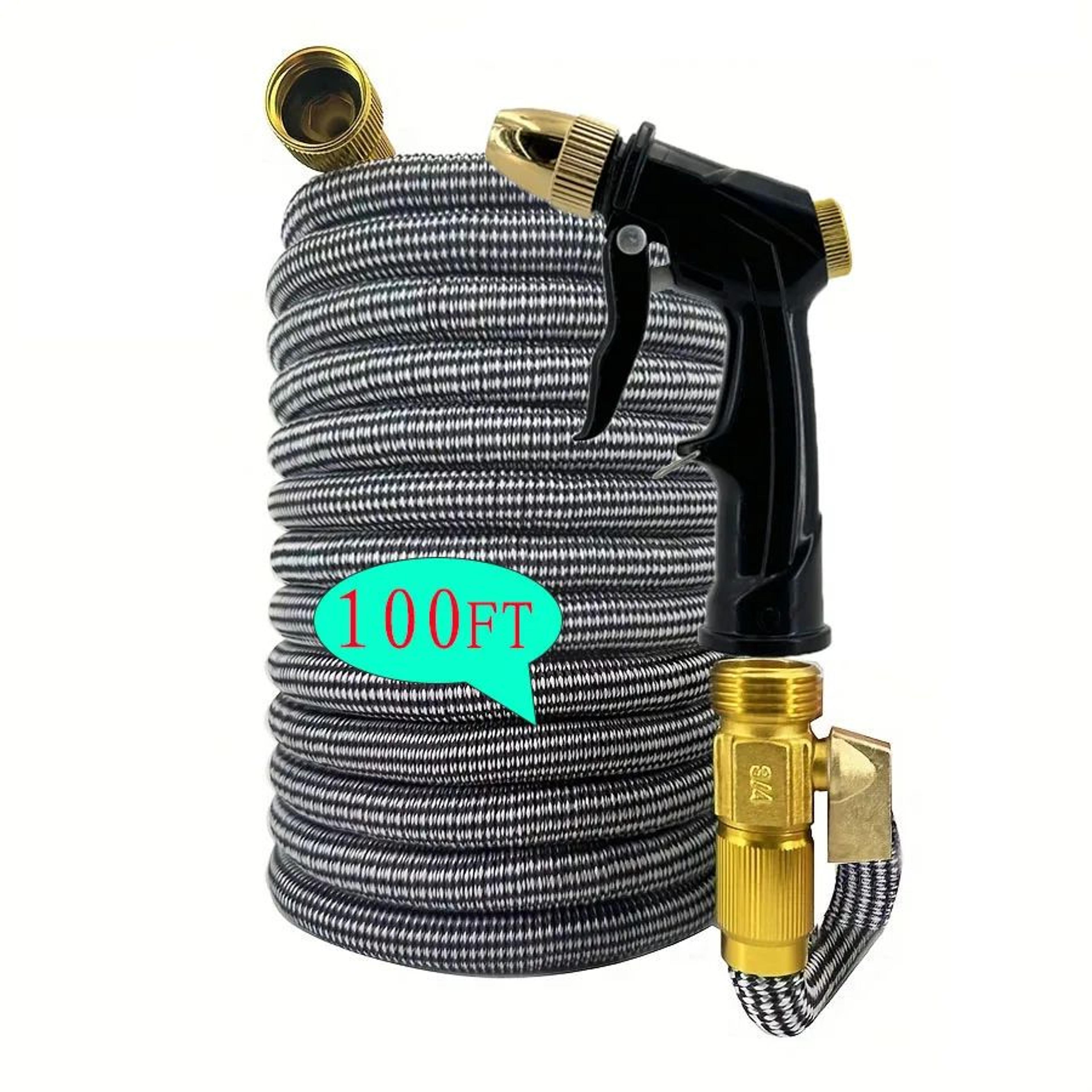 flexible expandable water hose with spray nozzle