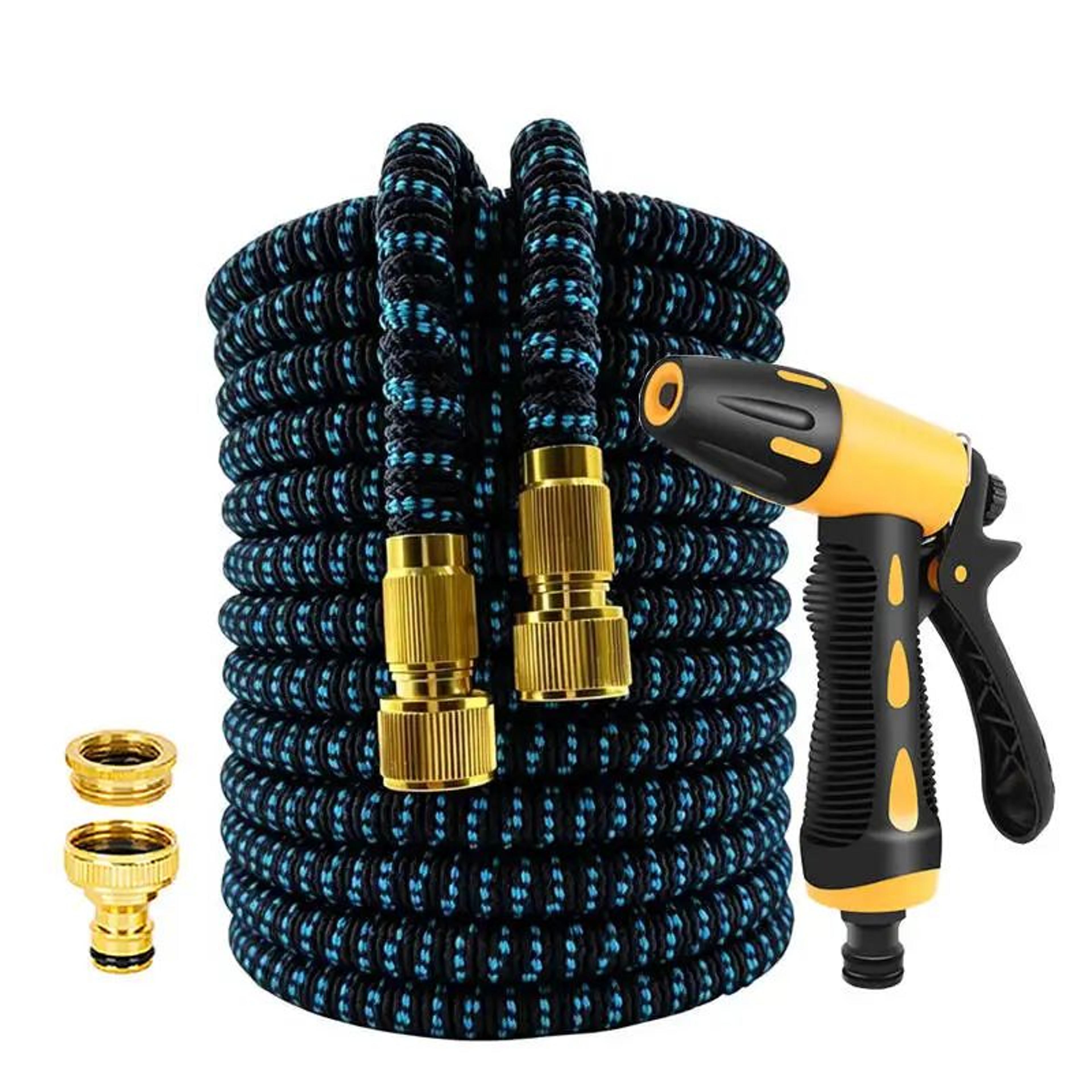 expandable garden hose with water nozzle