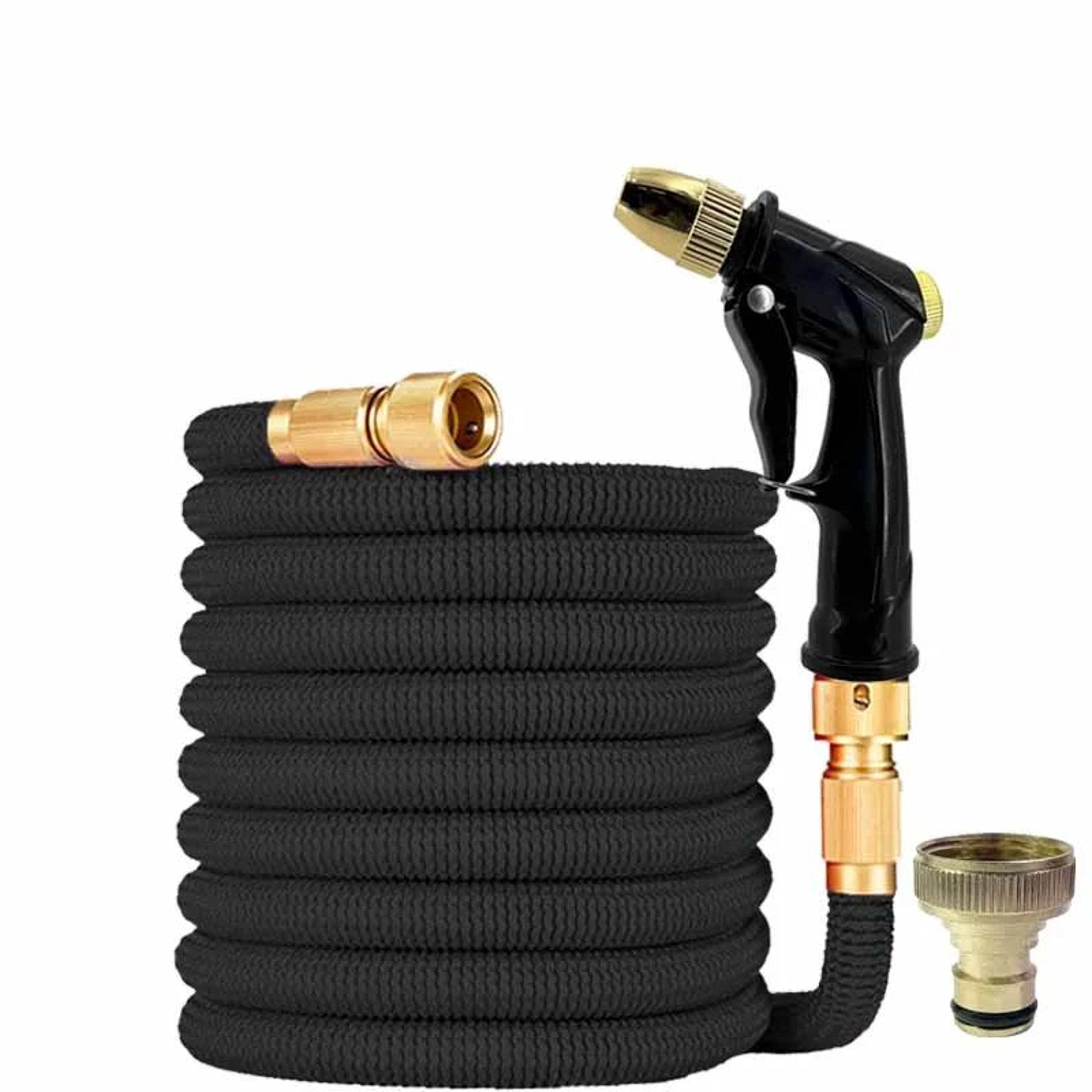 expandable rubber garden hose with water gun