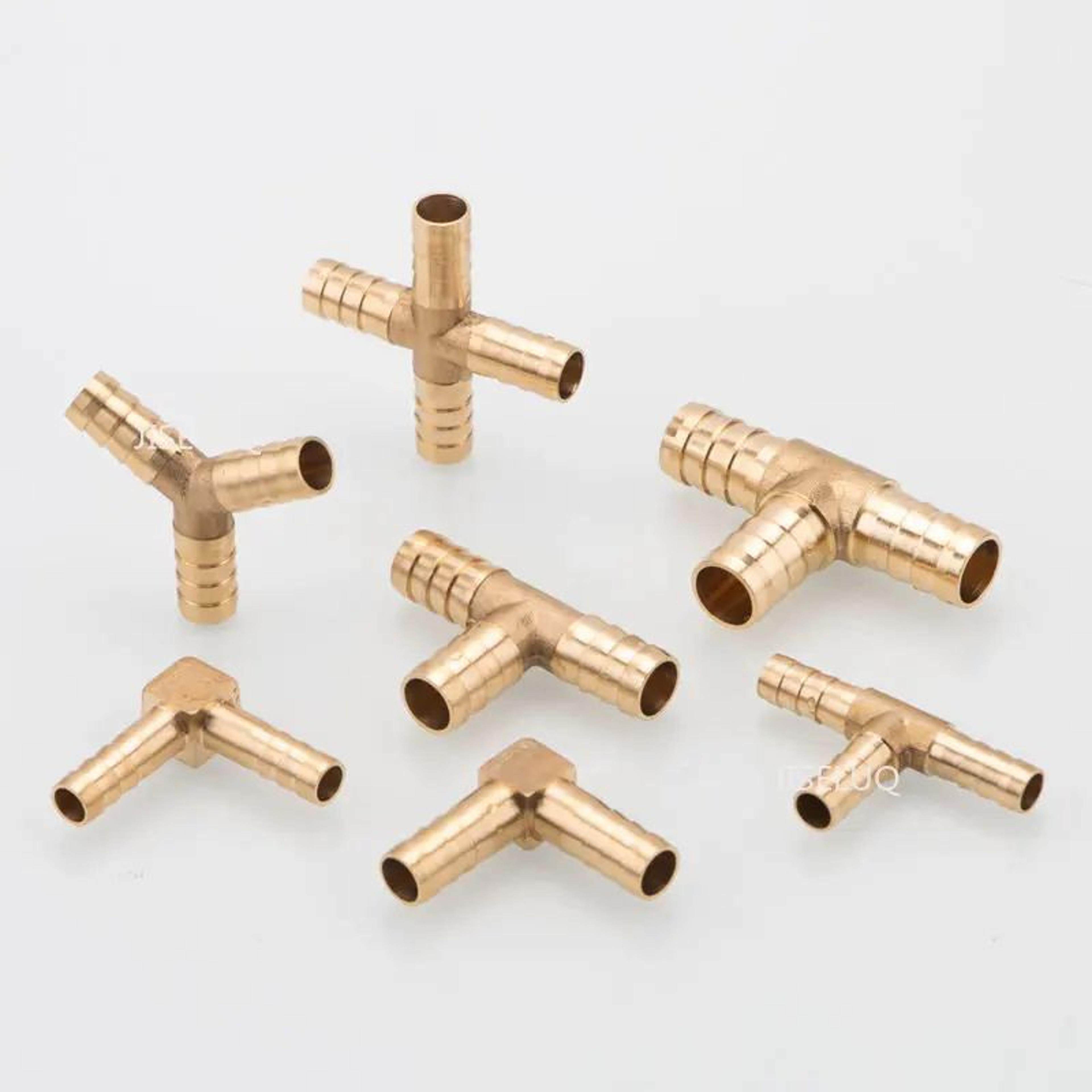 three way brass hose barb connector