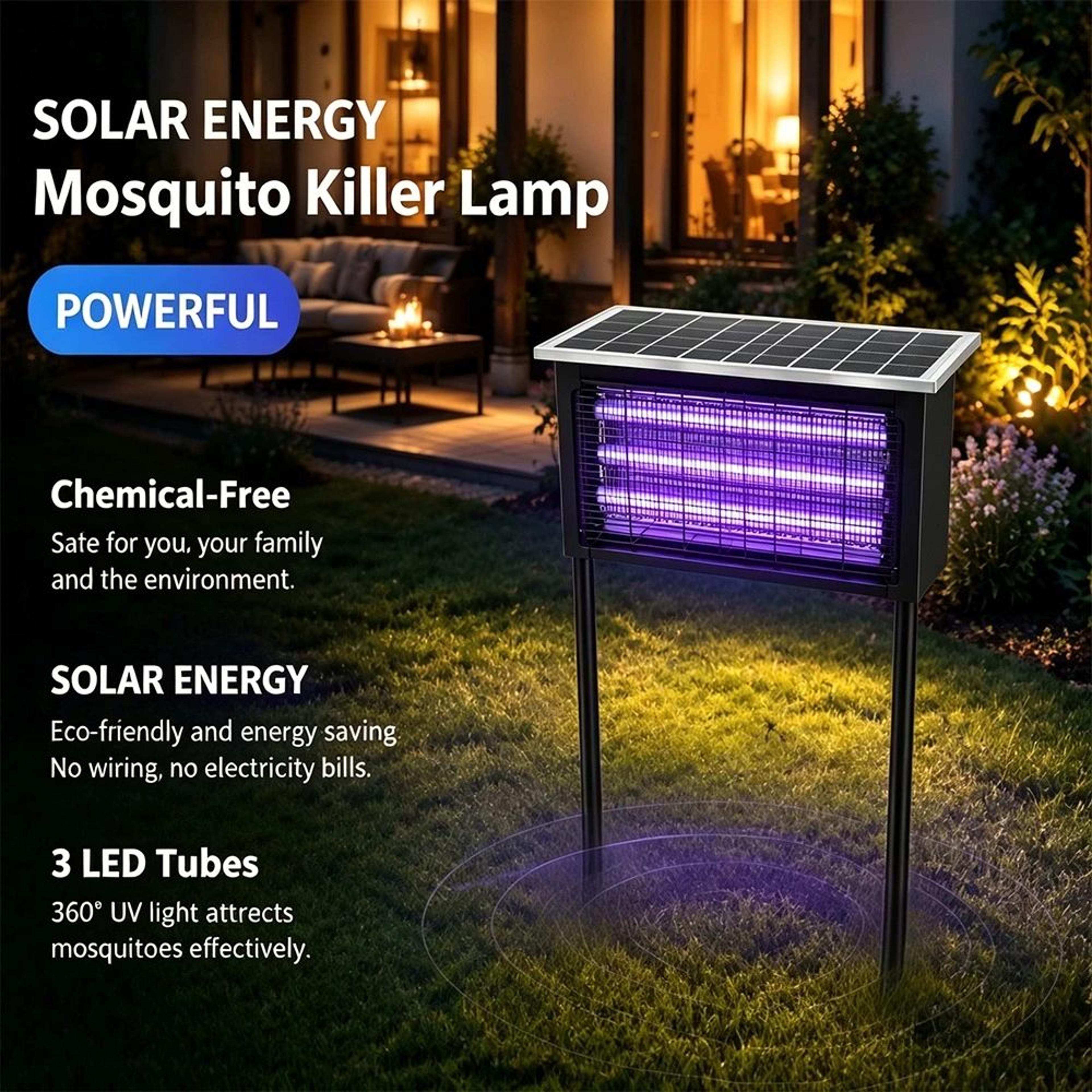 solar powered outdoor bug zapper lamp