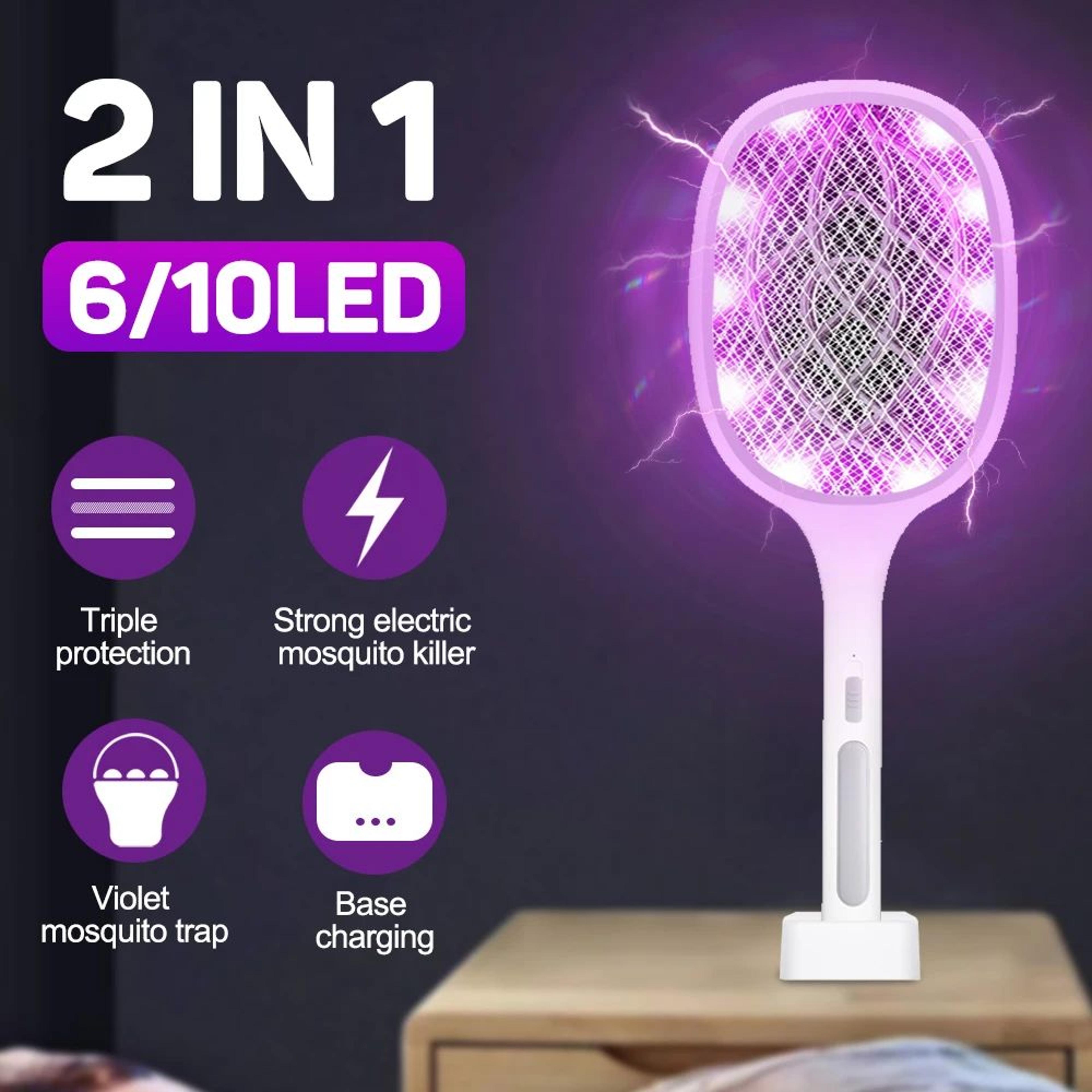 rechargeable electric fly swatter uv mosquito killer racket