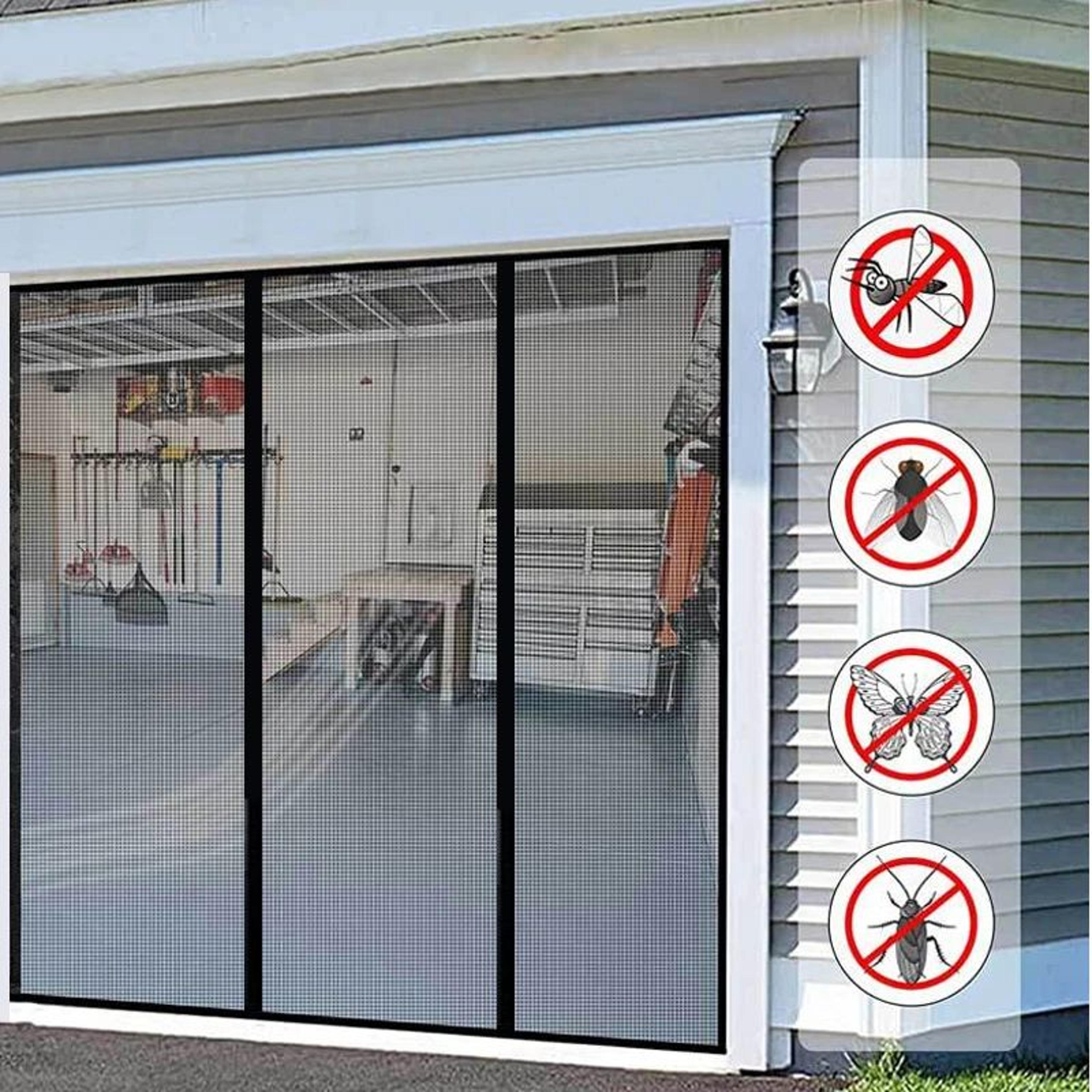 custom fit black magnetic mesh door curtain