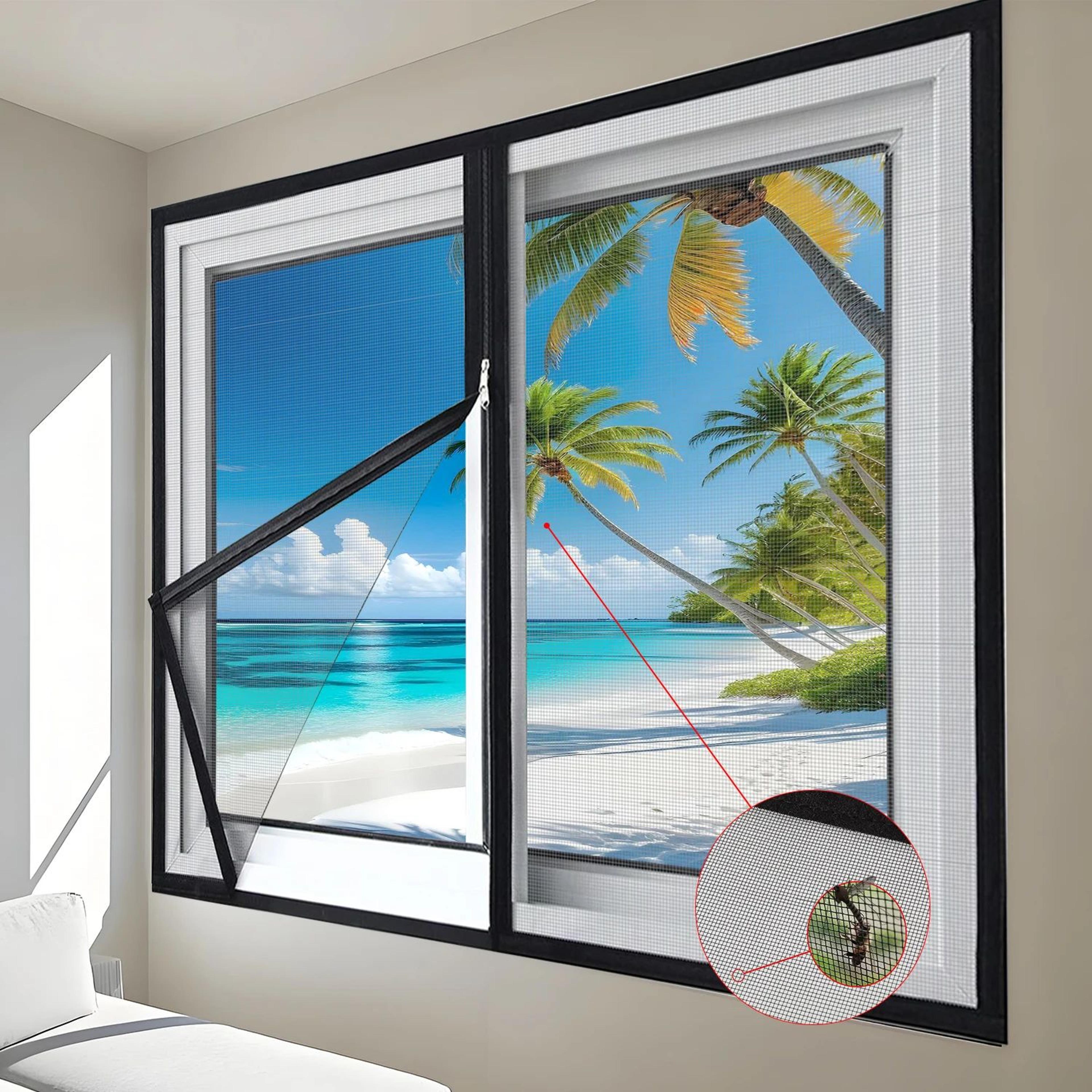 black zipper mosquito window screen no drill insect mesh