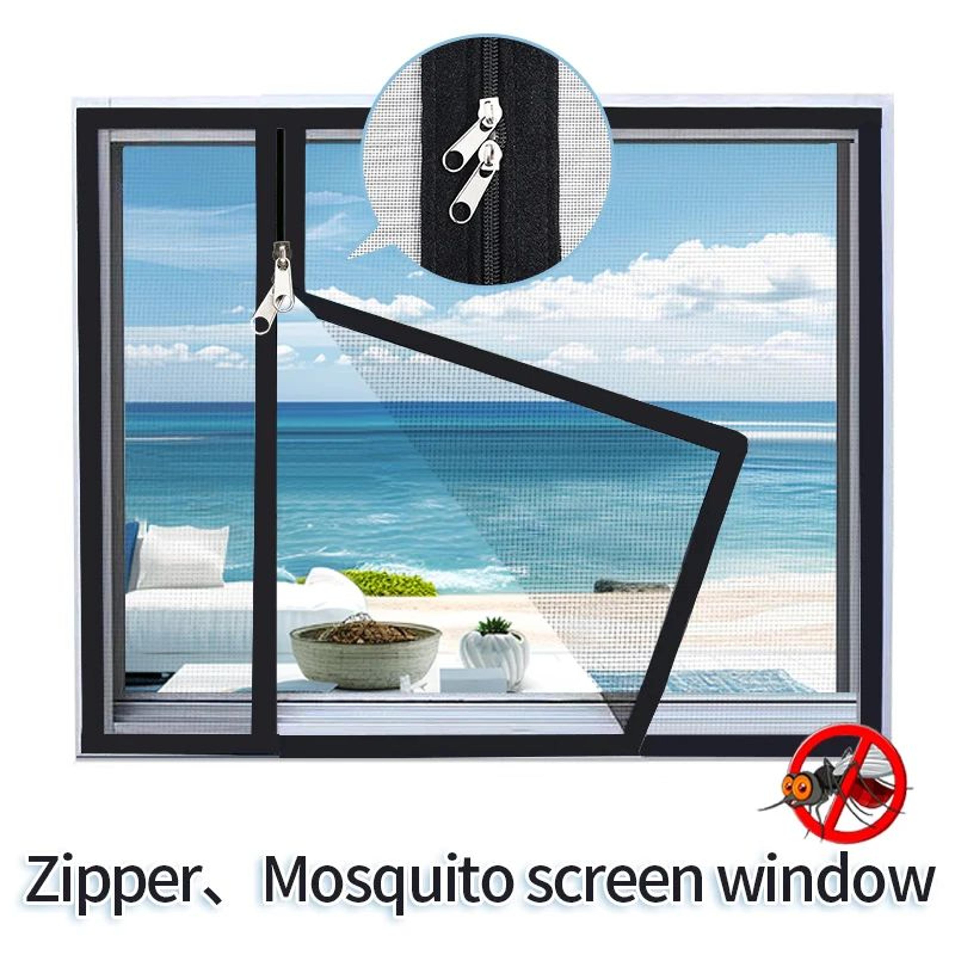 custom black zipper mosquito window screen self adhesive mesh